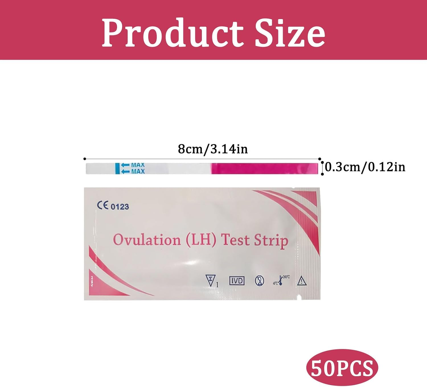 50Pcs Pregnancy Test, Early Detection for Women Ovulation Test Strips Kit, 2.5Mm Accurate and Sensitive Ovulation Test Strips, for Home Self-Examination image number 2