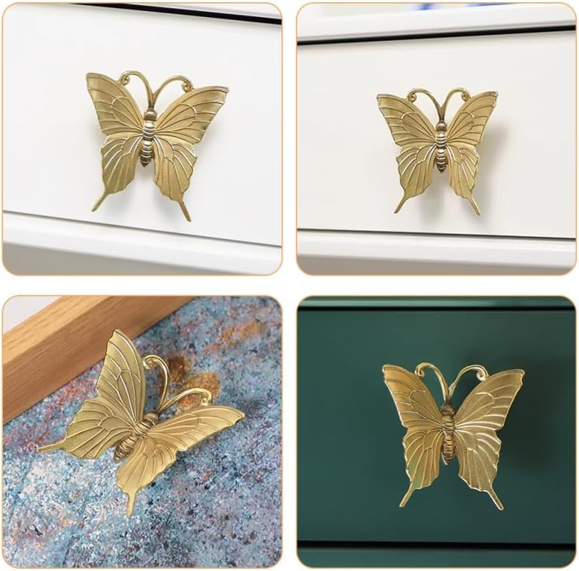 2Pcs Butterfly Cabinet Knobs Elegant Brass Drawer Pull Handles for Furniture Decorative Hardware for Cabinets Wardrobes image number 6