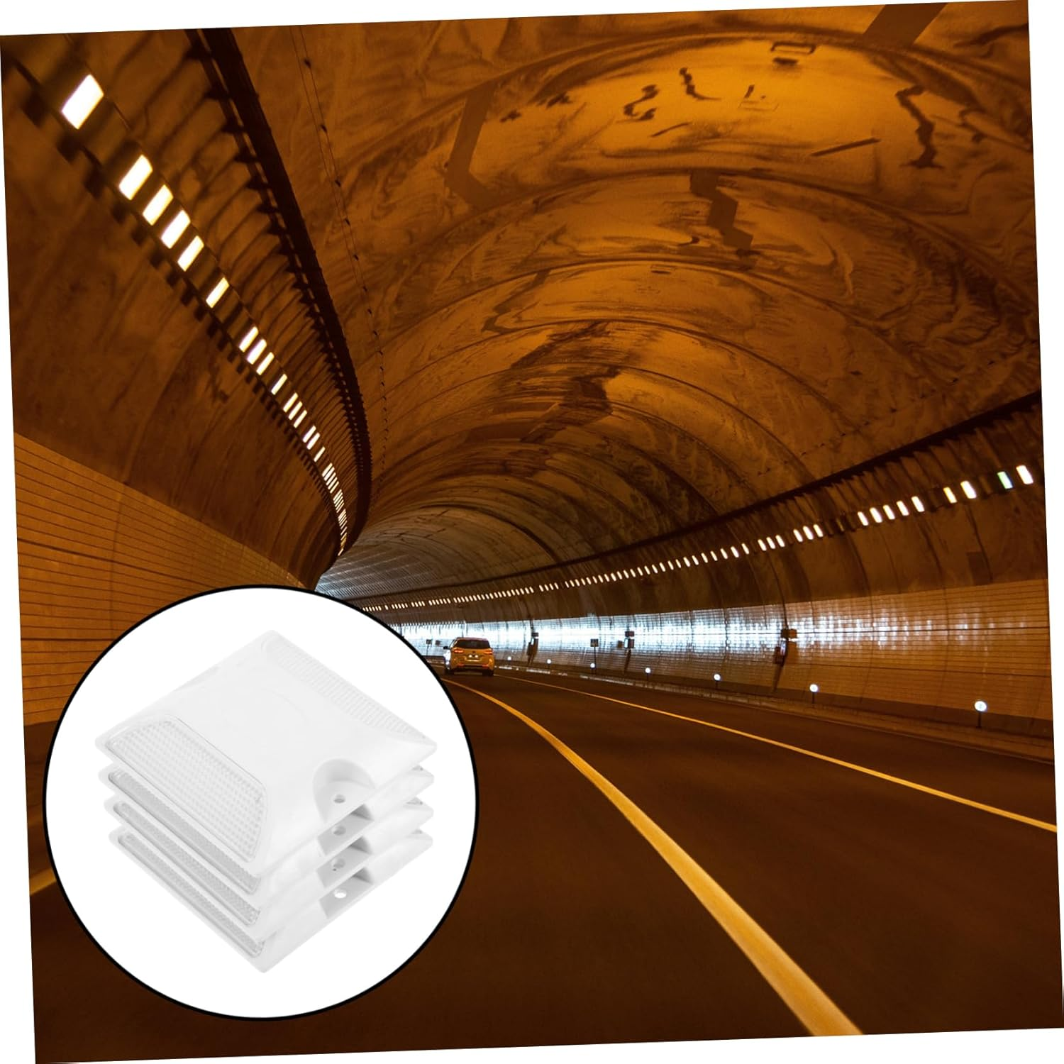 NOLITOY 4Pcs Abs Reflective Road Studs Raised Pavement Markers for Enhanced Nighttime Safety High Visibility Reflectors for Driveways and Roads Traffic Safety Signs image number 2