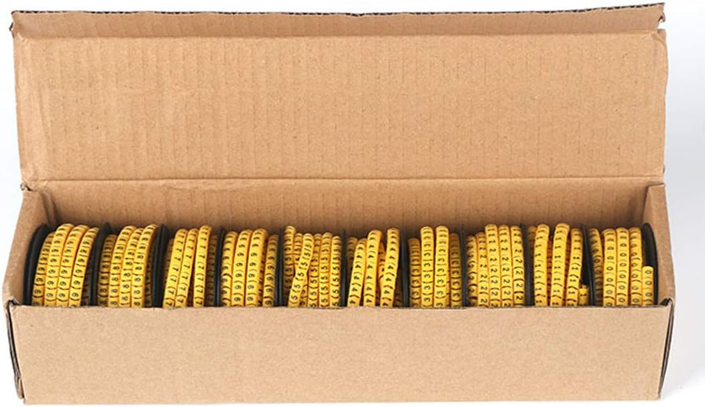 10 Rolls of 0-9 Number Tube,Yellow Flexible PVC Concave Cable Wire Markers Label Tag (6Mm2)