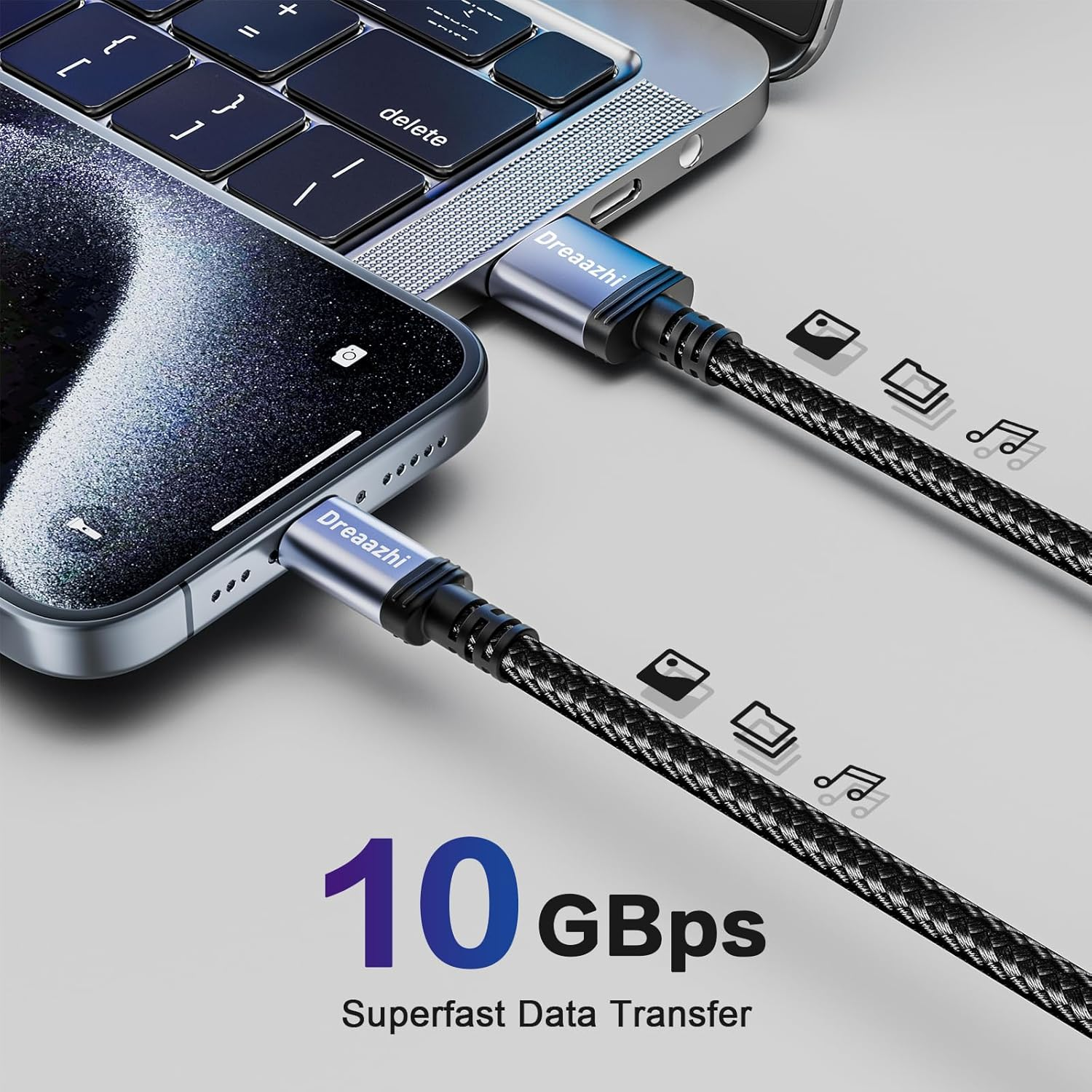 Dreaazhi USB to USB C Cable 1M, USB 3.1 Gen 2 Cable Fast Charging with 10 Gbps Data Transfer,Android Auto Cable for Iphone 16/15, Galaxy Note 8, S8, S9, S10, Sony XZ, LG V20, HTC, SSD, Etc image number 6