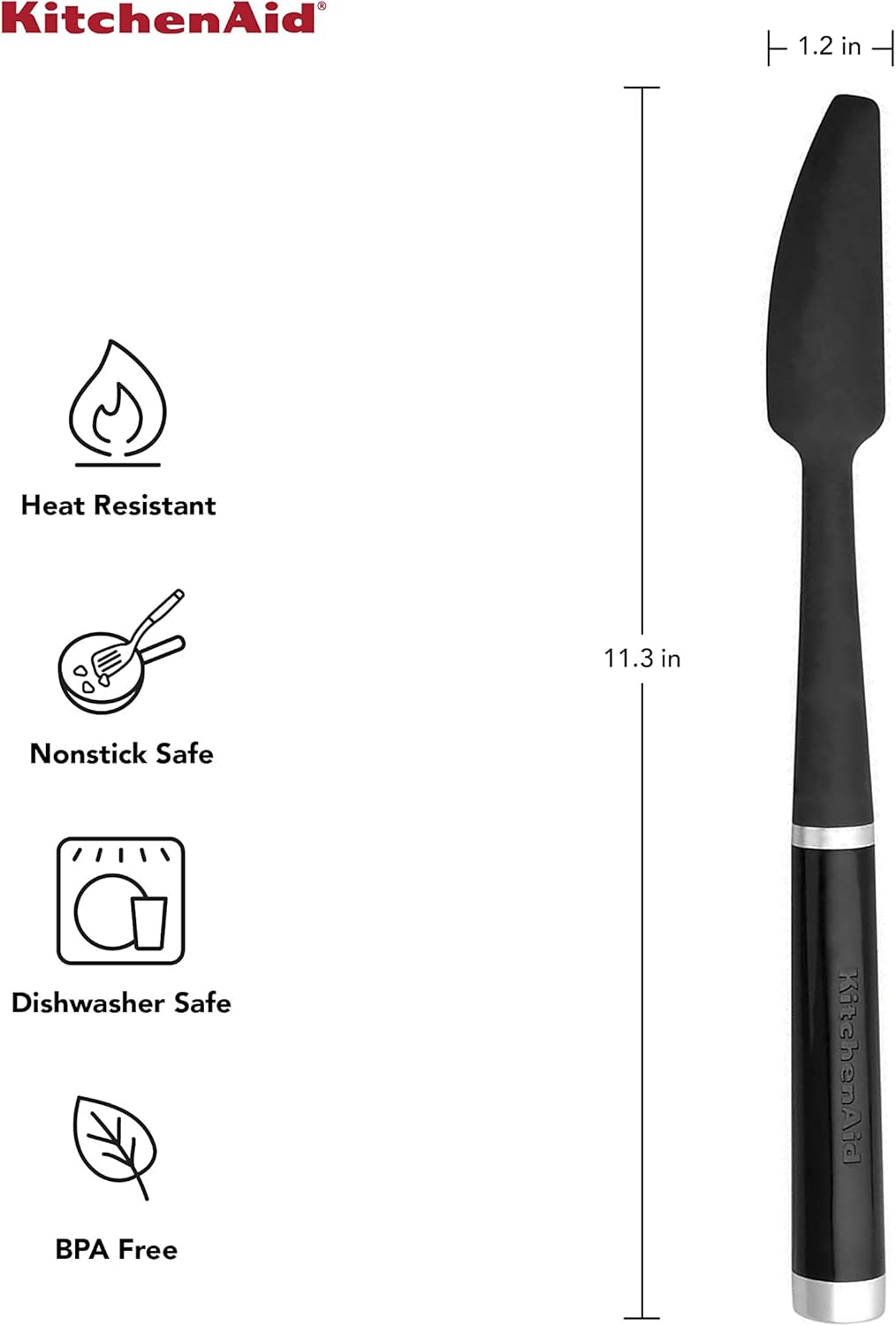 Kitchenaid Classic Jar Spatula, One Size, Black image number 2