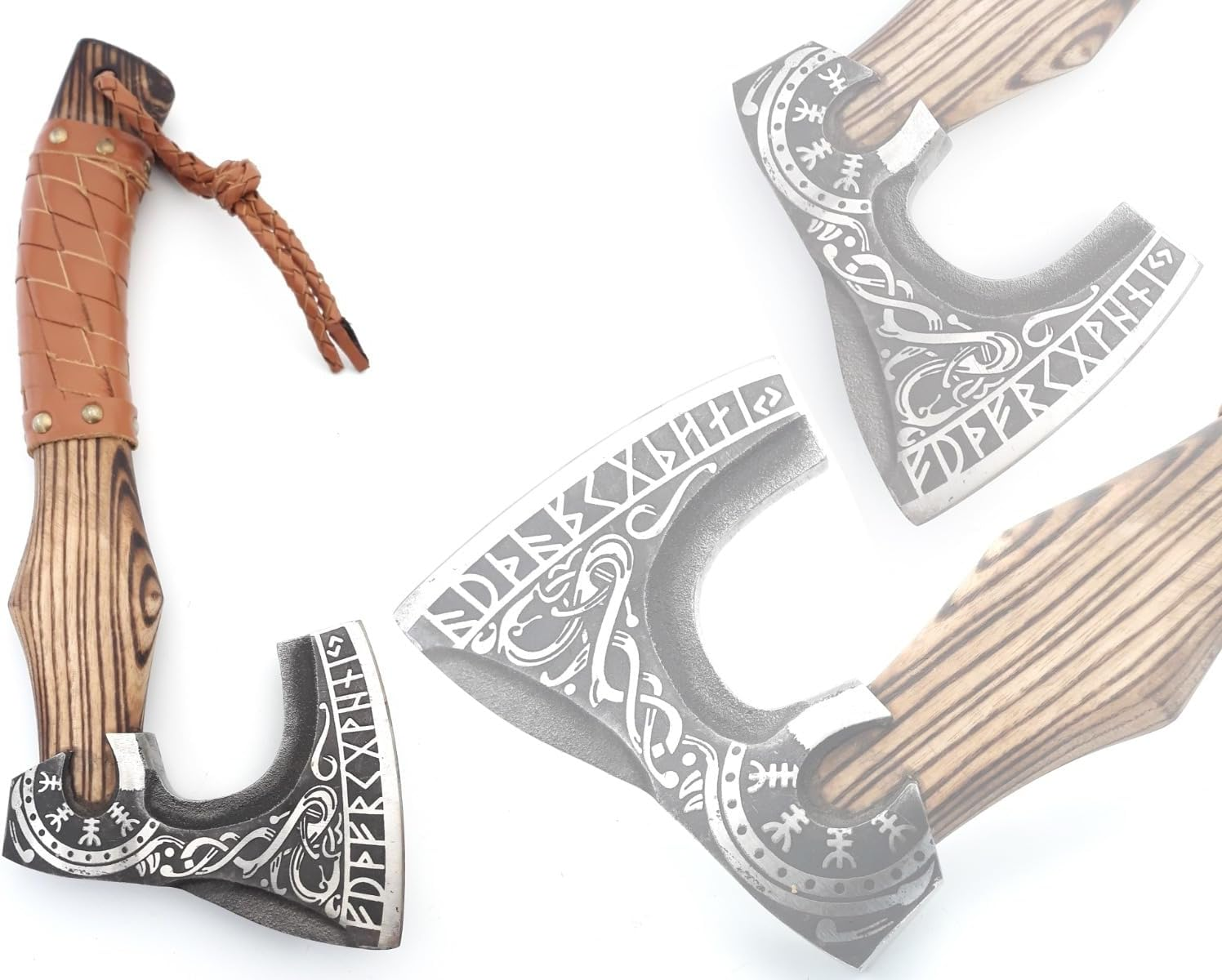 Custom Gift Forged Carbon Steel Viking Axe with Rose Wood Shaft, Viking Bearded Camping Axe,Annivarsary Gift (Rare Viking) image number 1