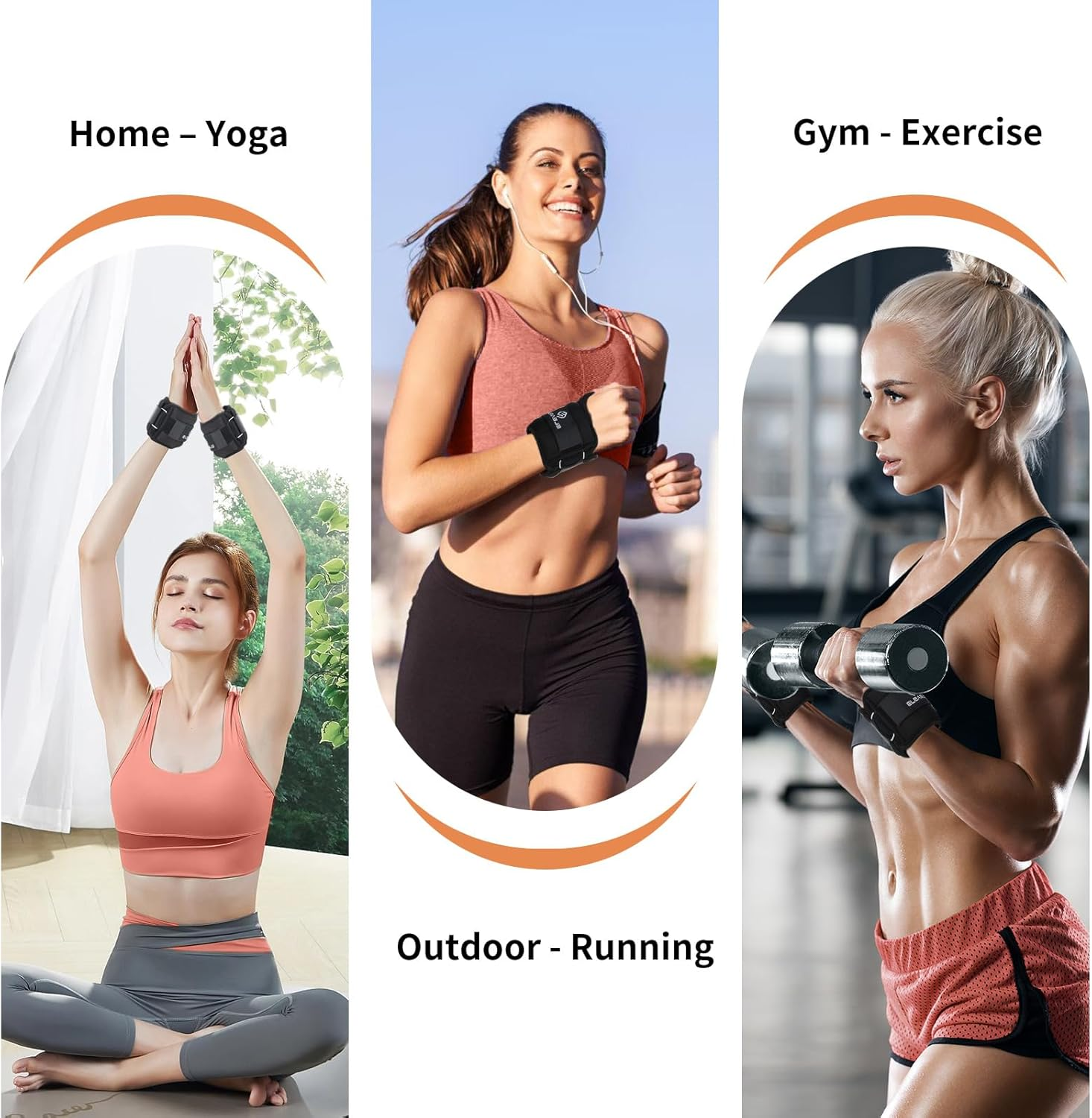 ELEAMY Wrist Weights with Thumb Loops Lock for Women & Men 1Lb*2/2Lbs*2/3Lbs*2, Suitable for Walking, Running, Yoga, Aerobics，Wrist & Ankle Weights Strength Training