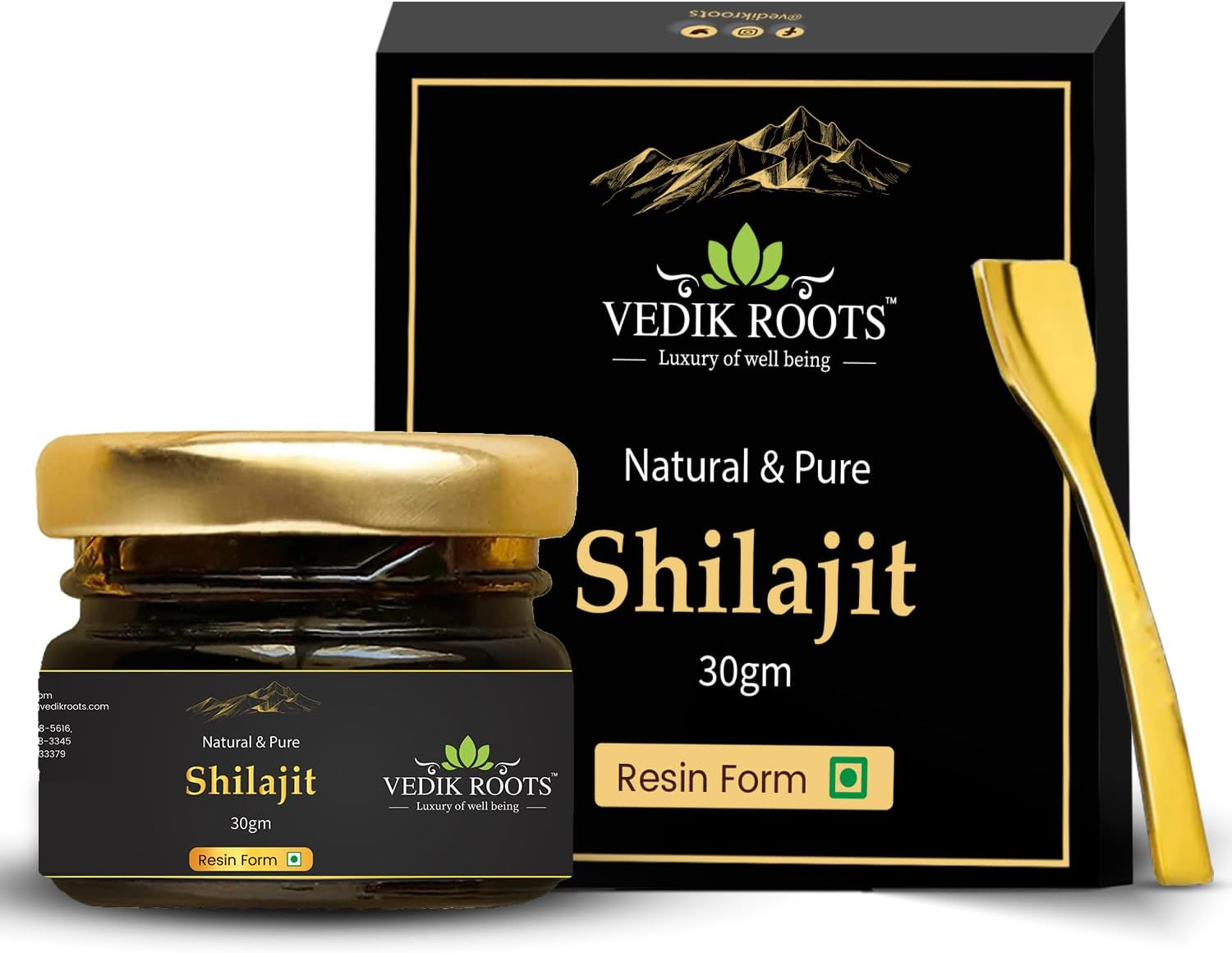 Shilajit Resin Pure Himalayan Organic 30G &ndash; Authentic Resin from 18,000 Ft | Natural Fulvic Acid & Trace Minerals | for Men & Women | Raw, Vegan, Spoon Included image number 2