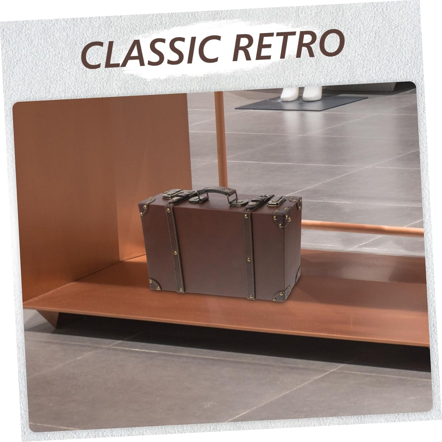 NOLITOY Suitcase Storage Box for Clothing Display and Photo Props Small Size Brown Decorative Travel Trunk for Home Decor and Event Organizing image number 1