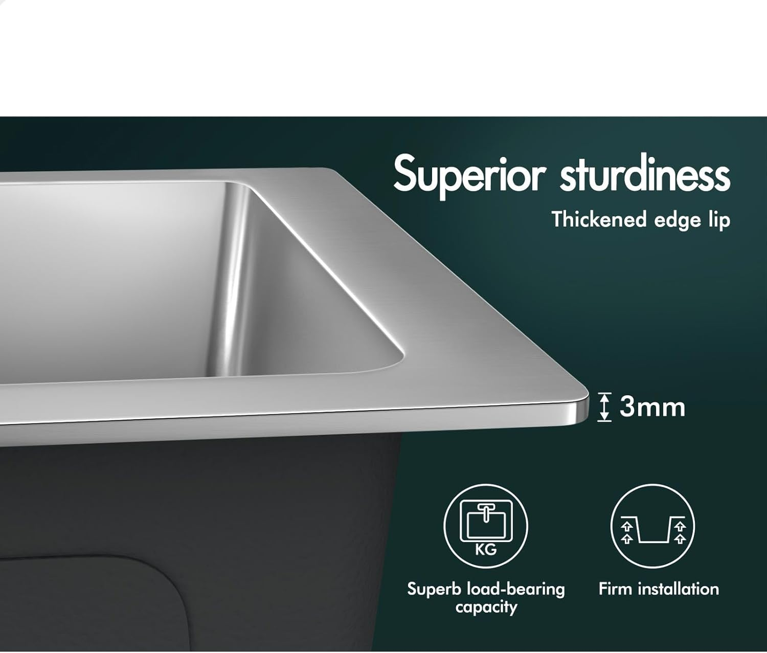 ALFORDSON Stainless Steel Kitchen Sink Double Bowls with Drainboard & Waste Strainers, 1000Mm X 450Mm X 205Mm, Water Basin Sinks with 3Mm Thick Edge, Dishwashing Workstation, Silver Color image number 3