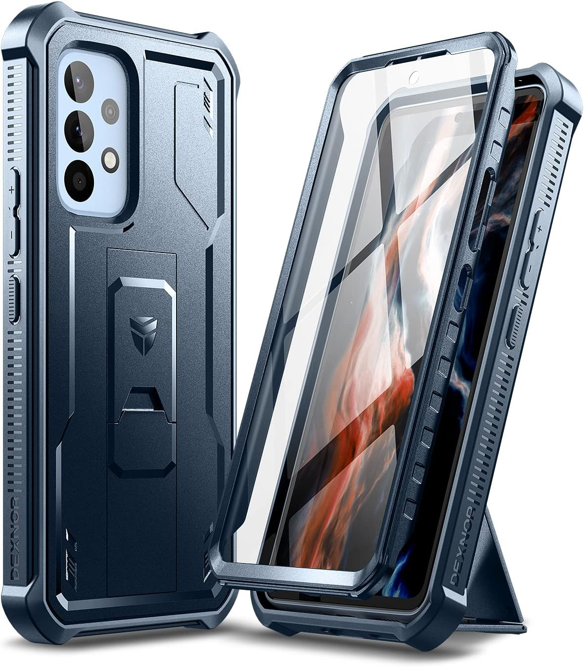 Dexnor for Samsung Galaxy A53 Case Built-In Screen Protector and Kickstand 360 Full Body Heavy Duty Military Grade Protection Shockproof Protective Cover for Samsung Galaxy A53 - Black