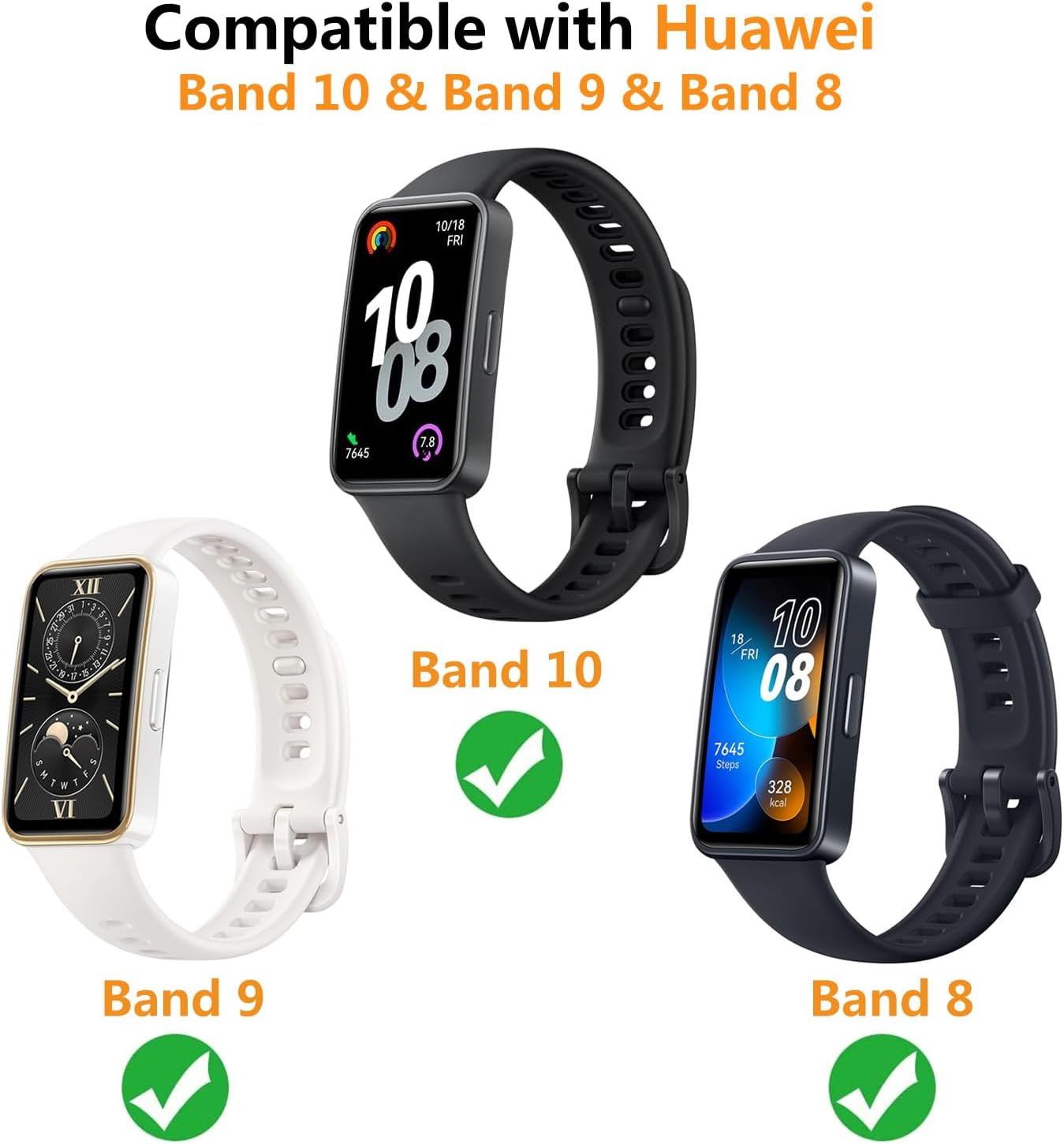 HOMTERN Straps Compatible with Huawei Band 10/Band 10 NFC, Band 9/Band 9 Nfc,Band 8/Band 8 NFC, Flexible Nylon Durable Smartwatch Watch Replacement Bands for Women and Man,Black, One Size, Nylon image number 5