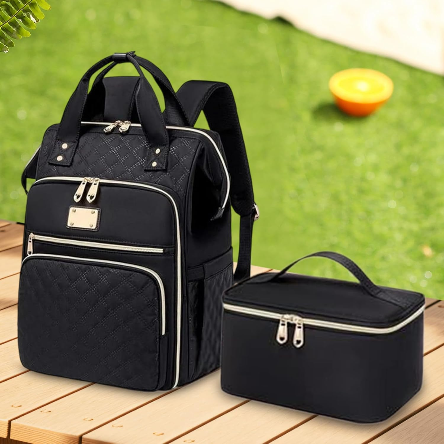 Qkbuza Lunch Backpack,Work Tote Backpack with Lunch Box | Work Bag Student Laptop Storage for Outgoing Office Hiking Vacation Camping Travel School image number 4