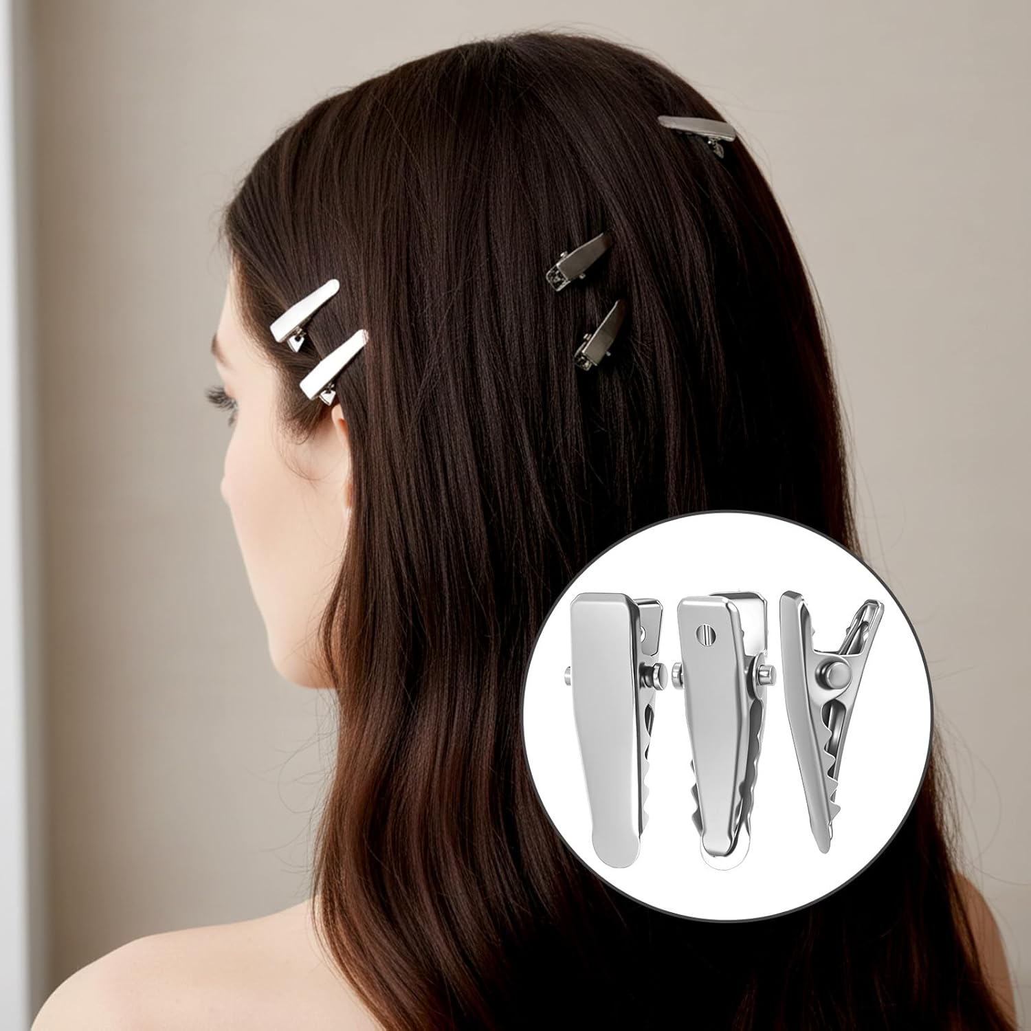 Pack of 80 Alligator Clips Silver Hair Clips Small Metal Hair Clip Hairdressing Alligator Clips Mini DIY Hairdressing Clip Crocodile Clip Hair Clips Women'S Clips for Hair Accessories Craft image number 6