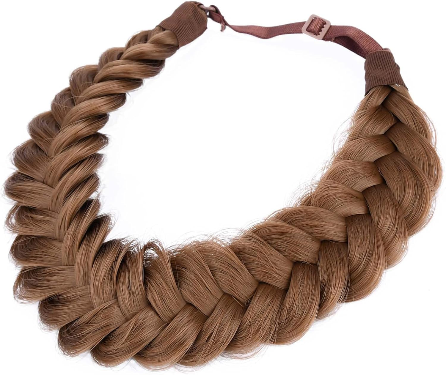 Gledola Messy Synthetic Hair Braided Headband Classic Chunky Wide Braided Headband (Medium Brown) image number 1