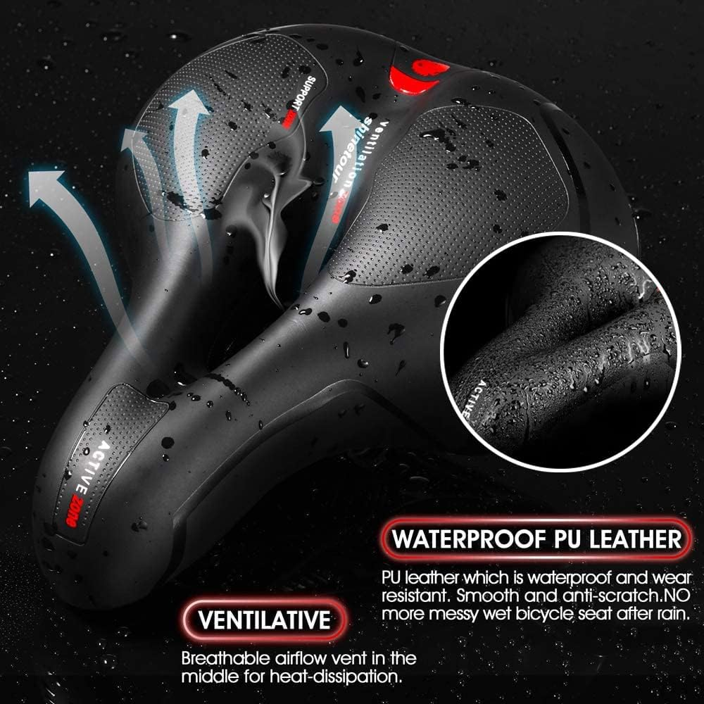 Comfortable Bike Seat Cushion -Bicycle Seat for Men Women with Dual Shock Absorbing Ball Memory Foam Waterproof Wide Bicycle Saddle Fit for Stationary/Exercise/Indoor/Mountain/Road Bikes image number 2