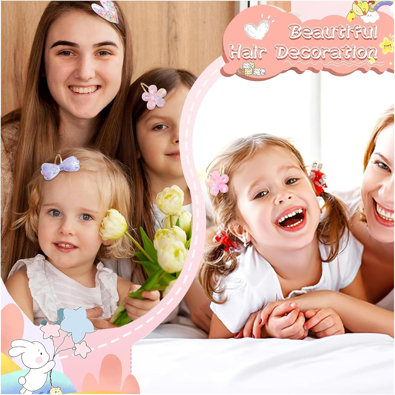 Aikeis 16 Shiny Metal Snap Hair Clips Cute Hair Accessories Hair Clips Suitable for Girls Flower/Star/Crown/Heart/Butterfly Accessories image number 5