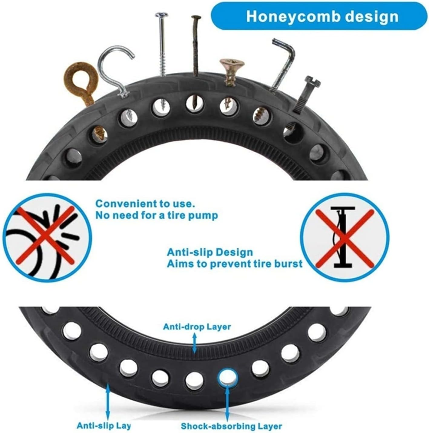 Electric Scooter Tire Set Scooter Tires Replacement Electric Scooter Wheels Replacement Tire M365 Black Fit for Xiaomi Scooter Parts and Accessories