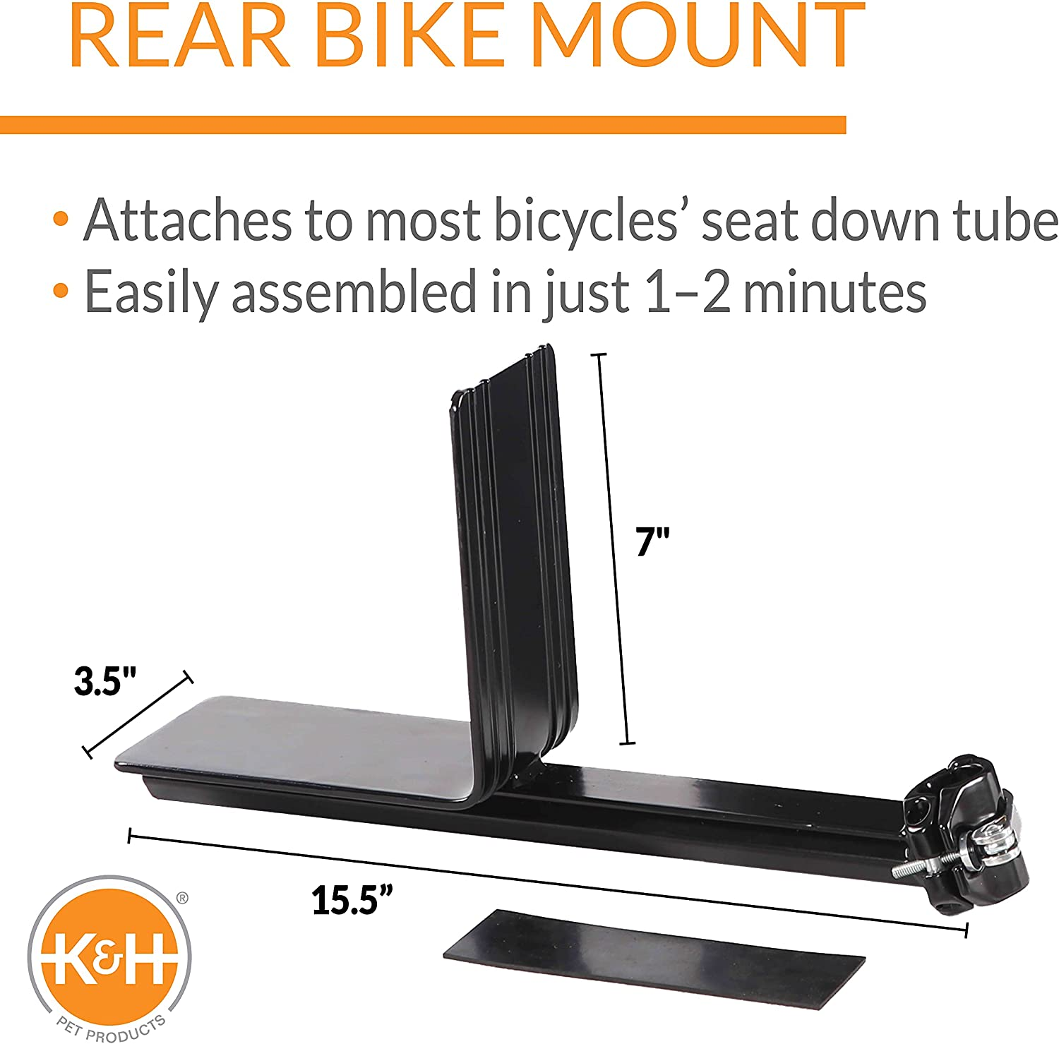 K&H Pet Products Universal Rear Bike Mount for Travel Bike Basket & Backpack Black Universal Fit