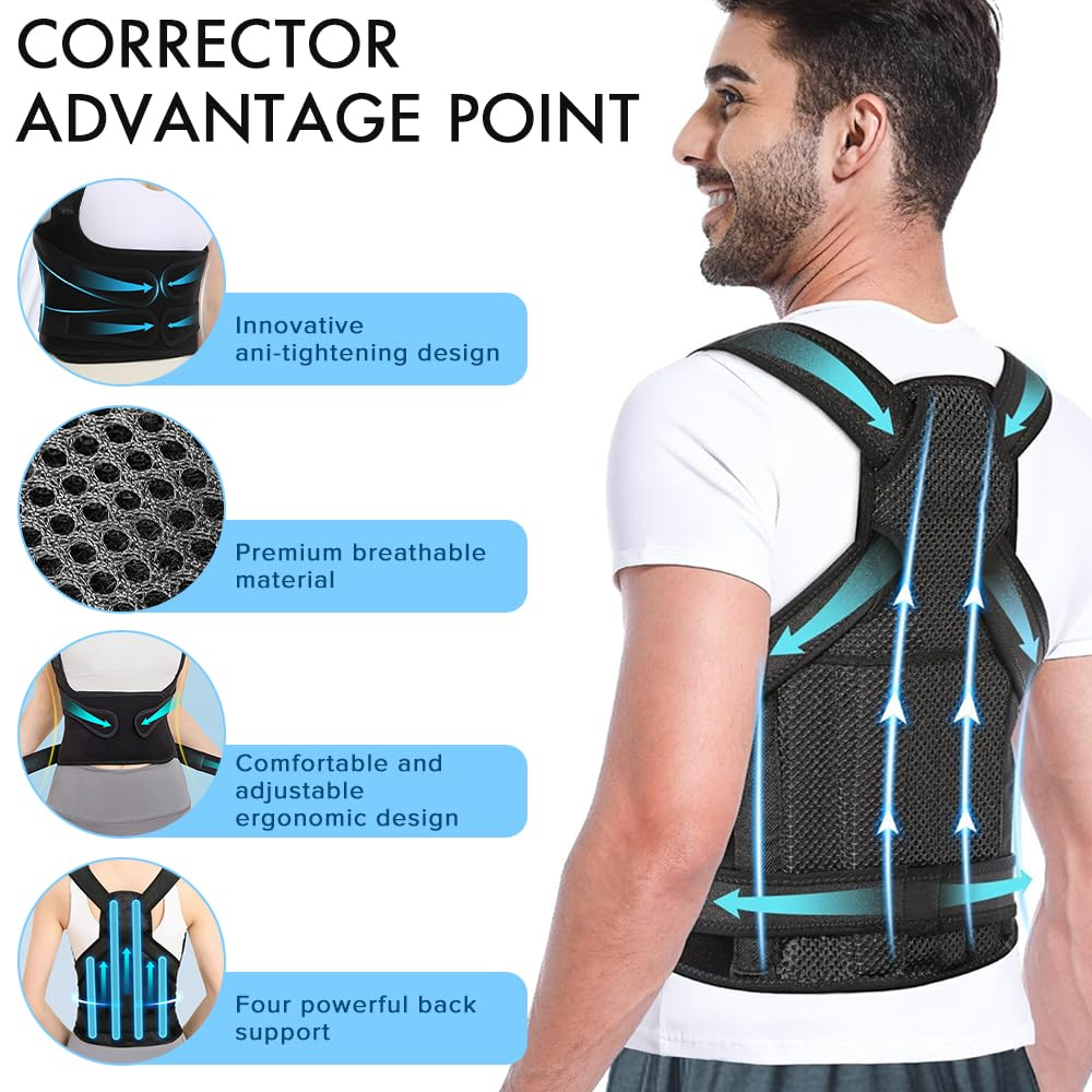 Necomi Posture Corrector,Upgraded Full Back Brace Support, Posture Corrector for Women and Men, Adjustable Shoulder Straightener for Improving Back Posture, Relieves Pain, Lumbar,Shoulder Pain image number 4