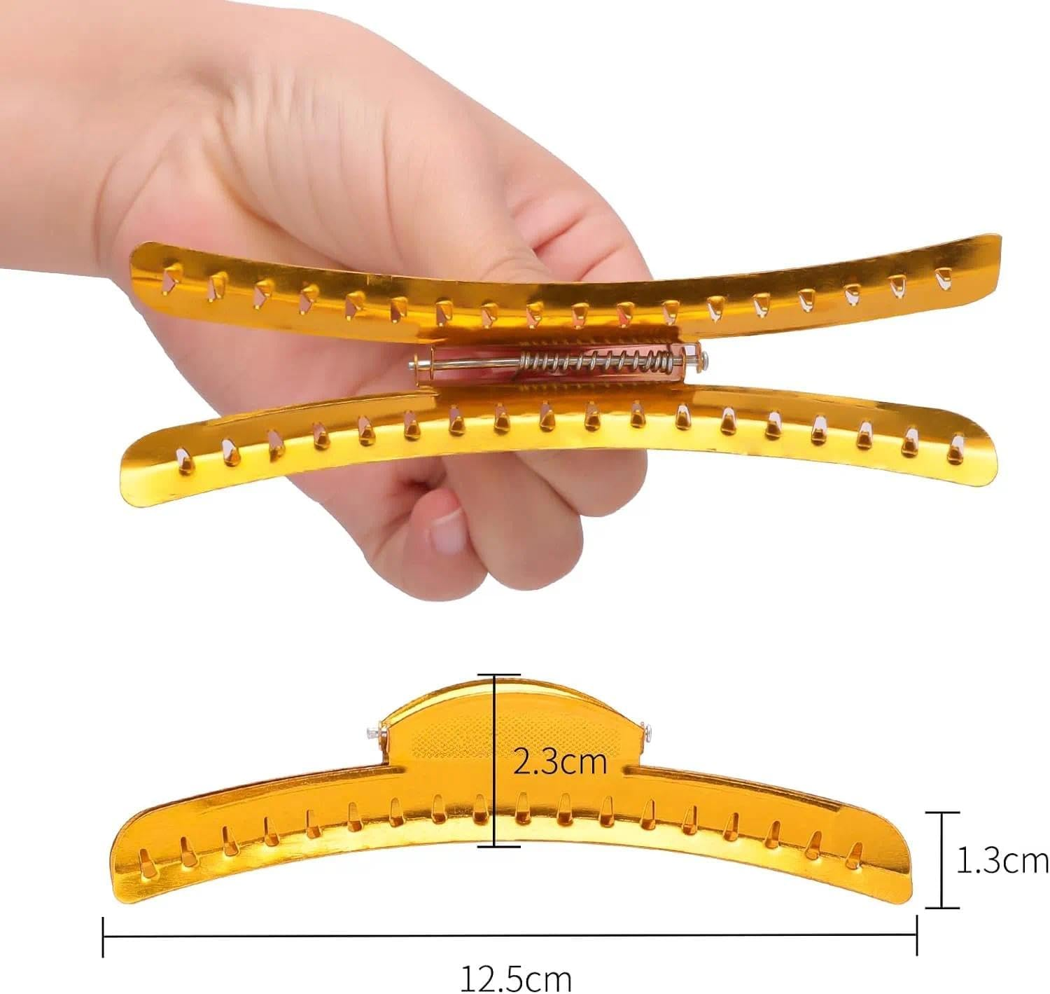 Metal Finger Wave Clips for Women, Vintage Style Small Hair Clips with Strong Grip and Comfortable Fit - 12 PCS, Ruibex （Gold）