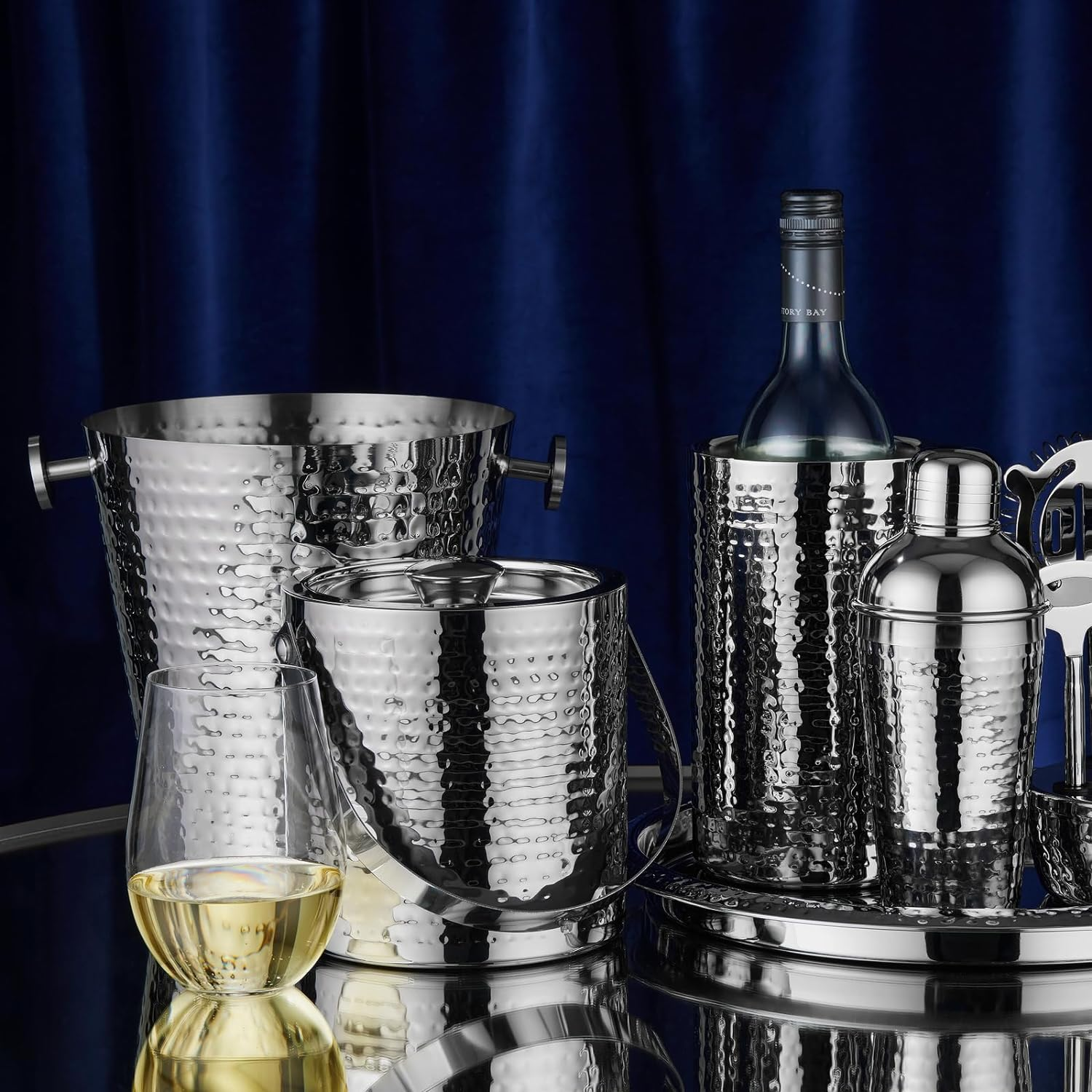 Maxwell & Williams Cocktail & Co Lexington Hammered Champagne Bowl Silver image number 2