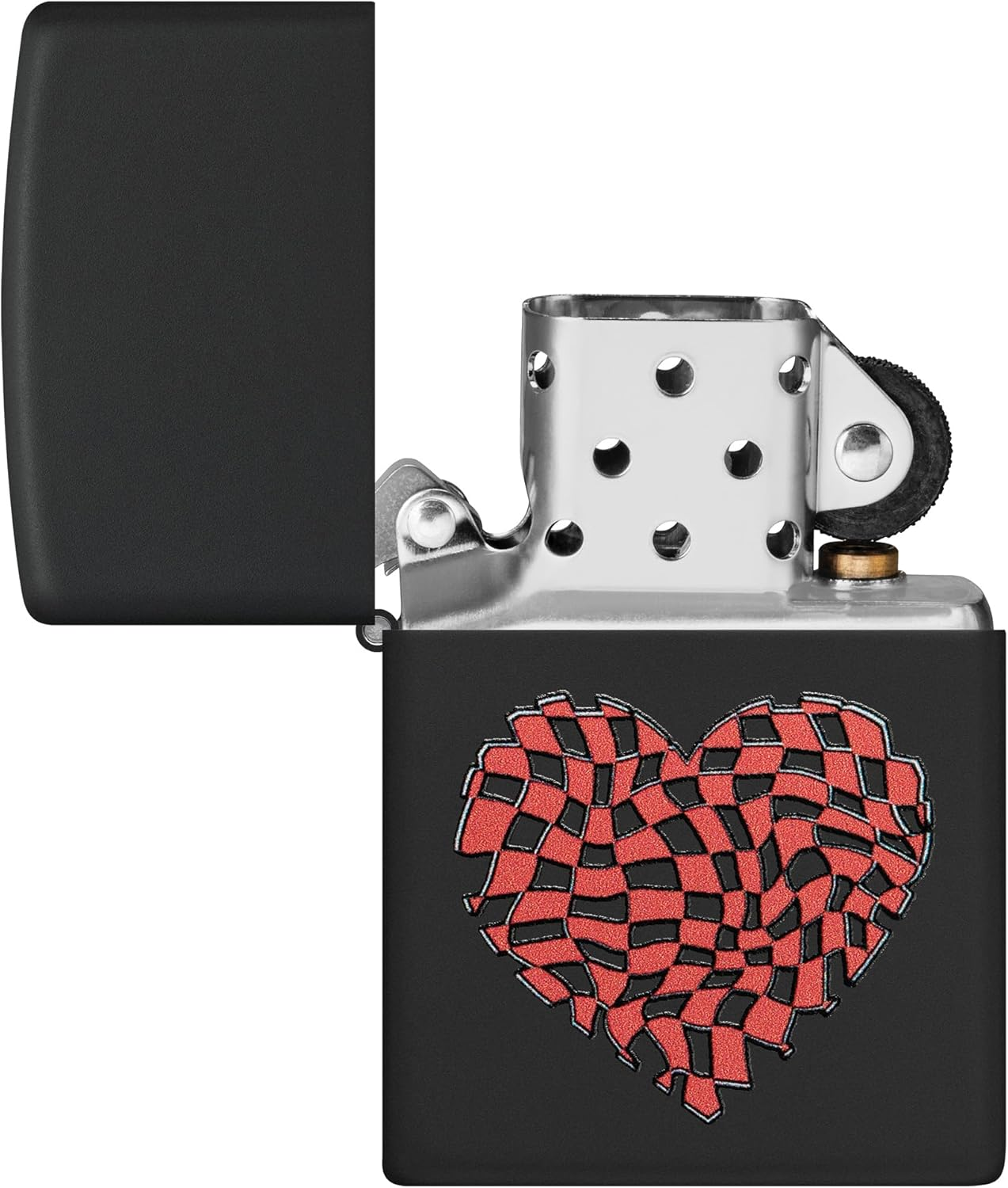Zippo Heart Design Windproof Lighter, Black Matte