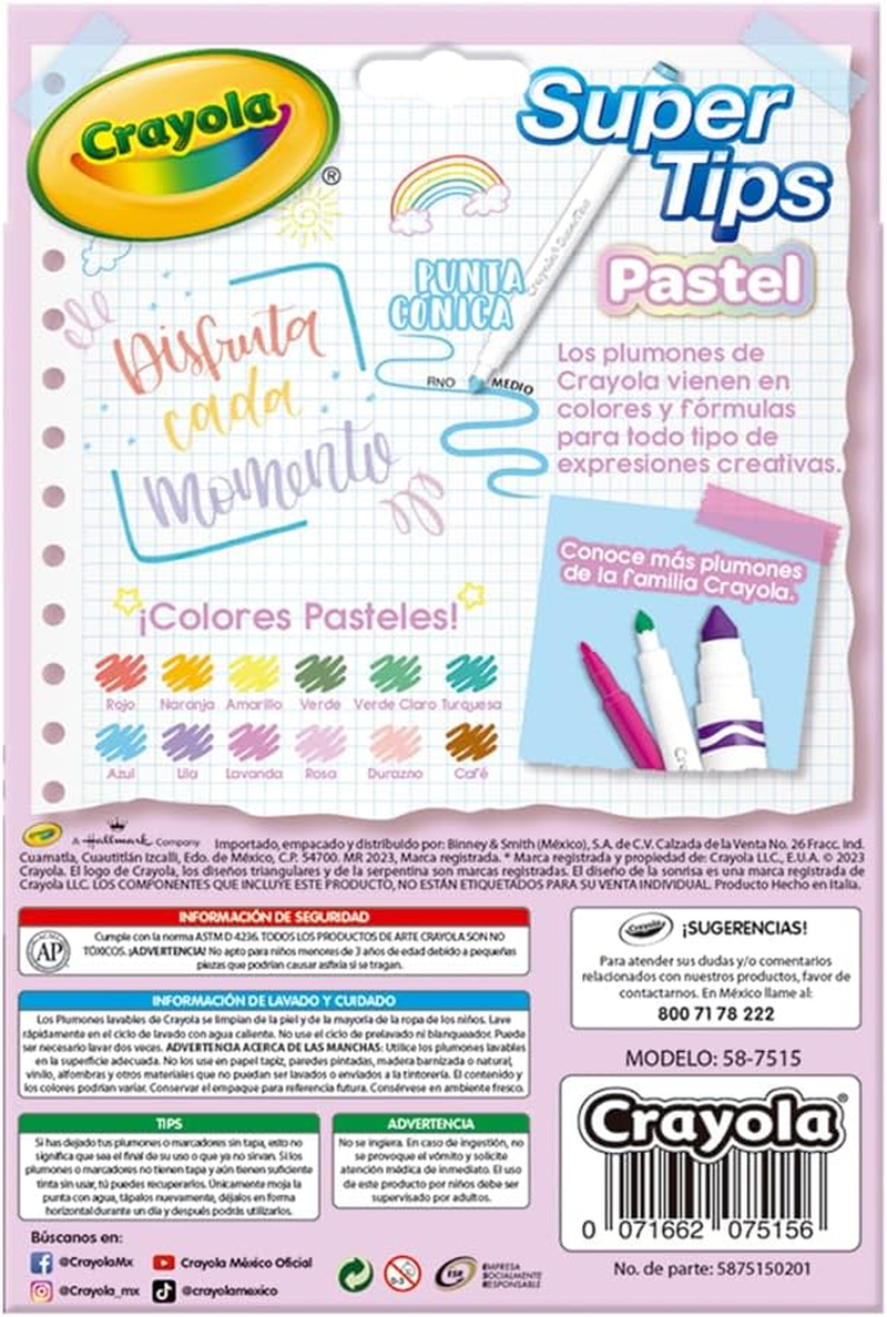 Crayola Bright Supertips Pastel Edition, Pack of 12 image number 1