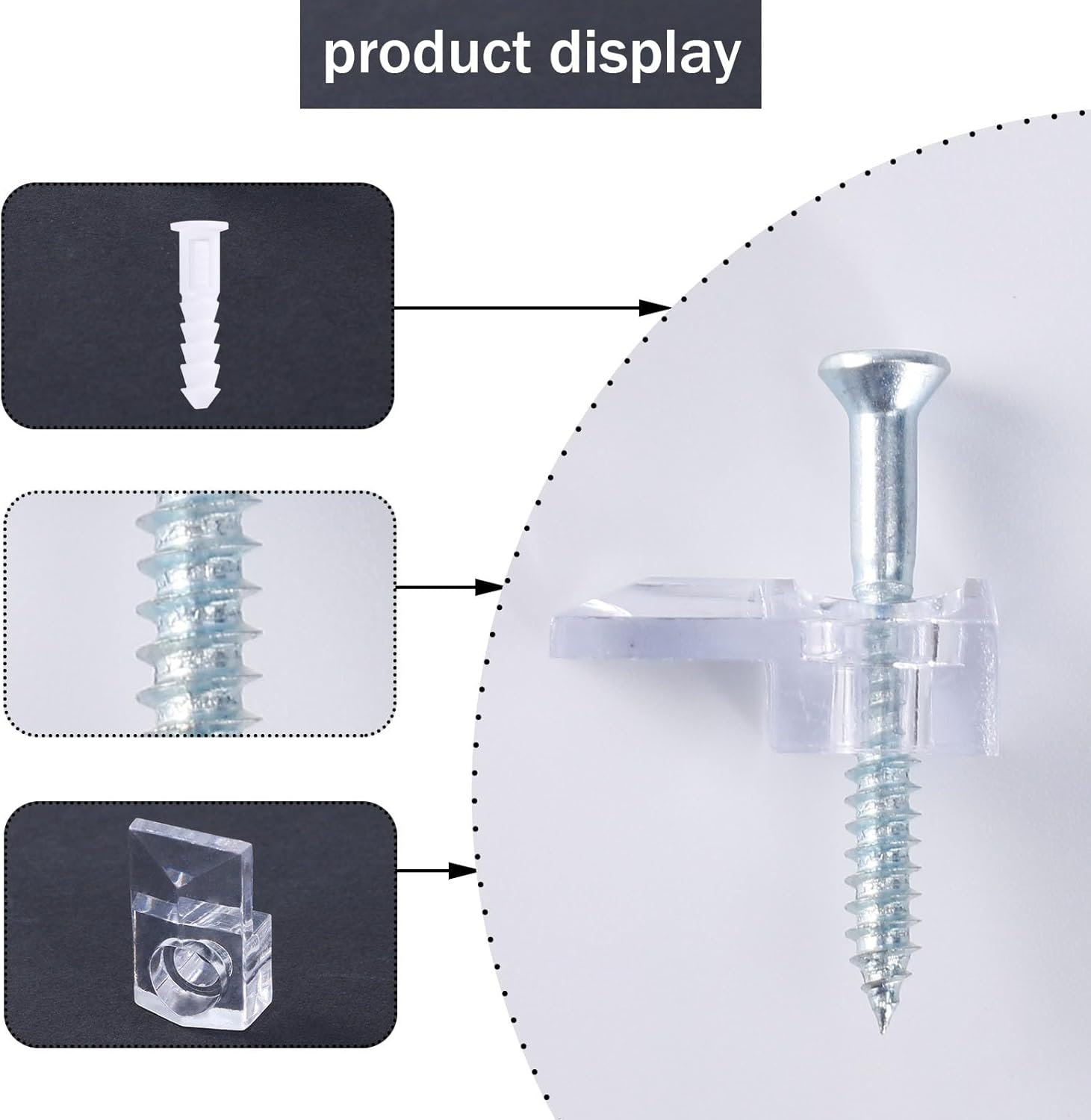 40 Set of Mirror Holder Clips Kit, Glass Retainer Clips Kit, Clear Plastic Mirror Mounting Clips Crystal Mirror Hanging Hardware Frameless Kit for Fixing Mirror Cabinet Door (Clear) image number 4