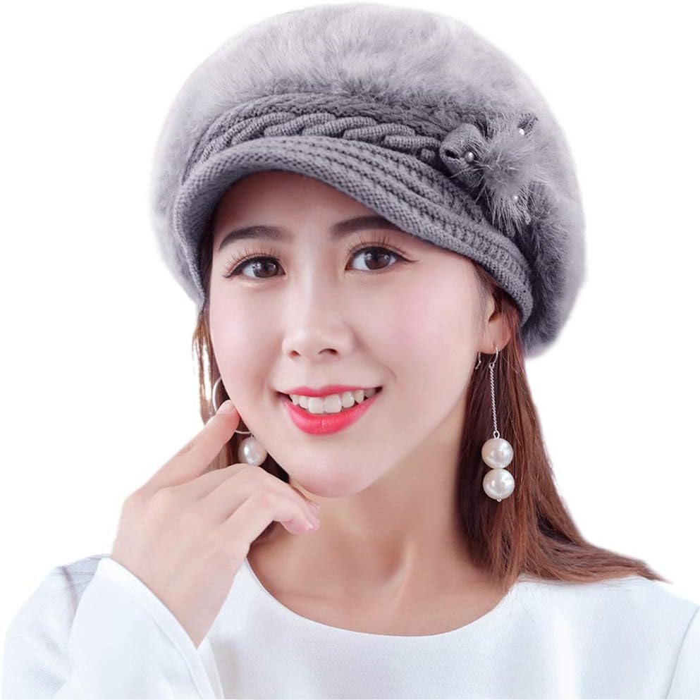 Loritta Womens Winter Warm Knitted Hats Slouchy Wool Beanie Hat Cap Visor