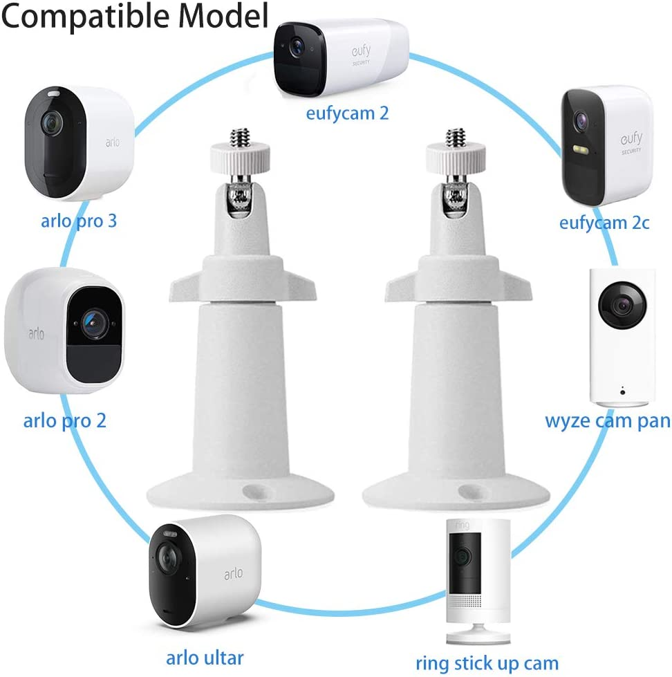 HOLACA Metal Wall Mount for Arlo Pro/Arlo Pro 2/ Arlo Pro 3/Arlo Ultra Adjustable Security Camera Bracket for Ring Stick up Cam, Eufycam 2/2C/E Camera (White, 3Pack) image number 1
