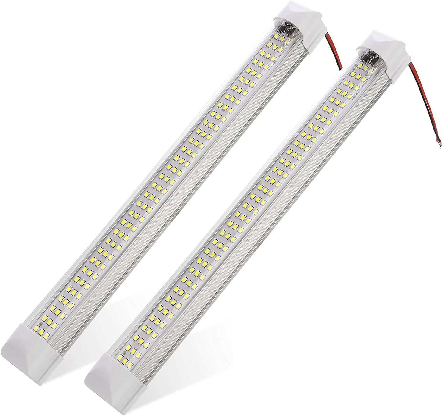 12 Volt LED Lights Bar, Daylight 6000K 13.4 Inch 108 LED 5W 500 Lumens, LED Car Interior Light Strip with Switch for RV Boat Trailer Camper, Pack of 2
