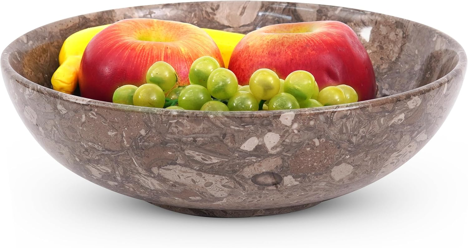 Radicaln Marble Fruit Bowl 10" Inches White Handmade Fruits Serving Bowl for Kitchen Organization Farmhouse Kitchen D&eacute;cor Fruits Holder for Dining Table