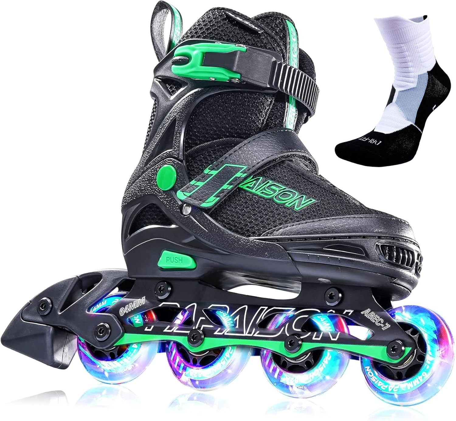 PAPAISON Adjustable Inline Skates for Kids and Adults with Full Light up Wheels, Outdoor Roller Skates for Girls and Boys, Men and Women image number 3