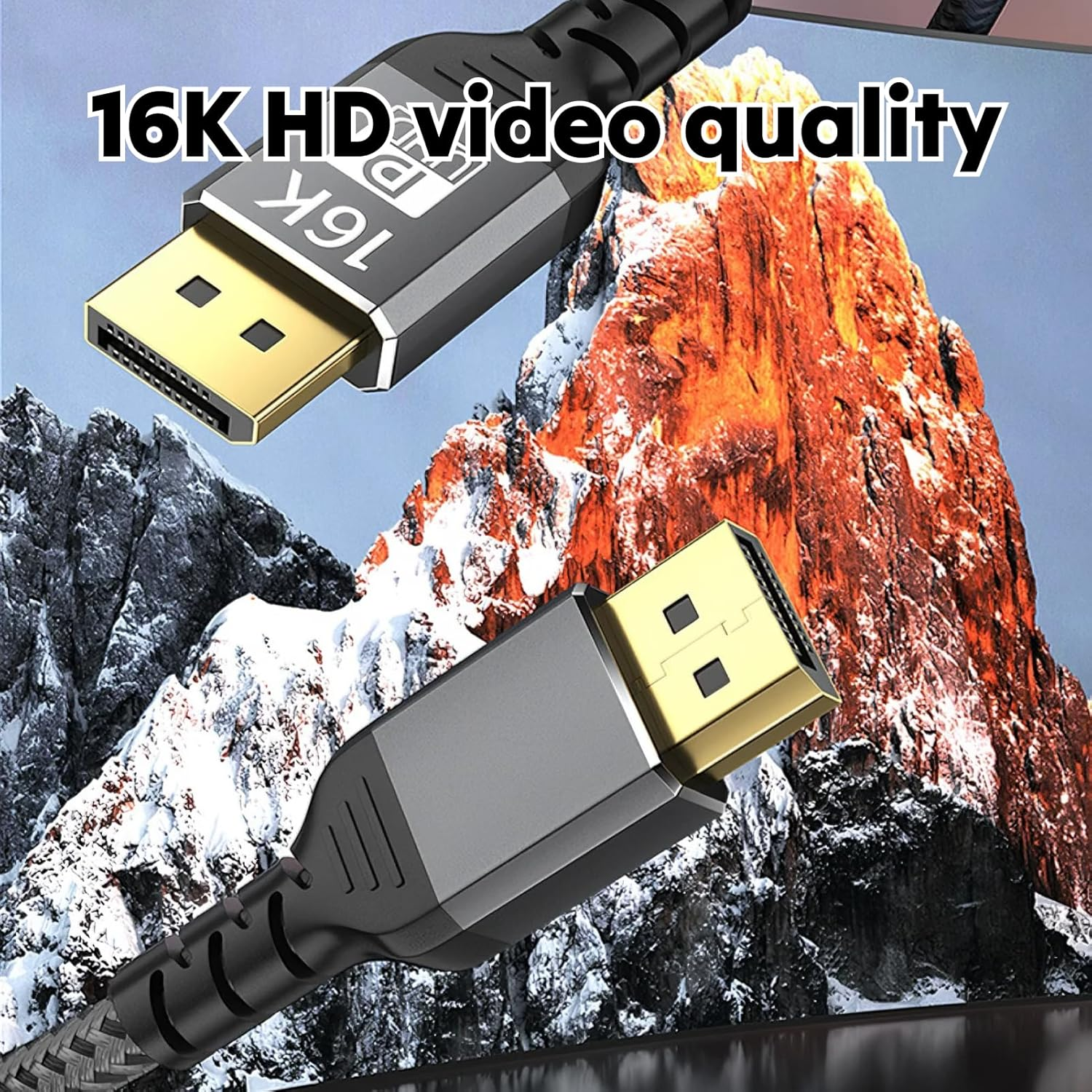 Displayport 2.1 Cable 2M 16K@60Hz, 8K@240Hz, 4K@240Hz, 80Gbps High Speed DP Cable with Freesync G-Sync Compatibility, HDR, HDCP, DSC 1.2A, Perfect for Gaming Monitors and High-Resolution Displays image number 2