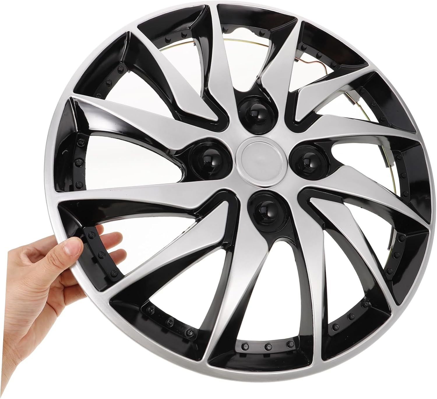 HAPINARY 14 Inch Automotive Wheel Hub Covers Decorative Rim Covers Fit for Cars Black Silver
