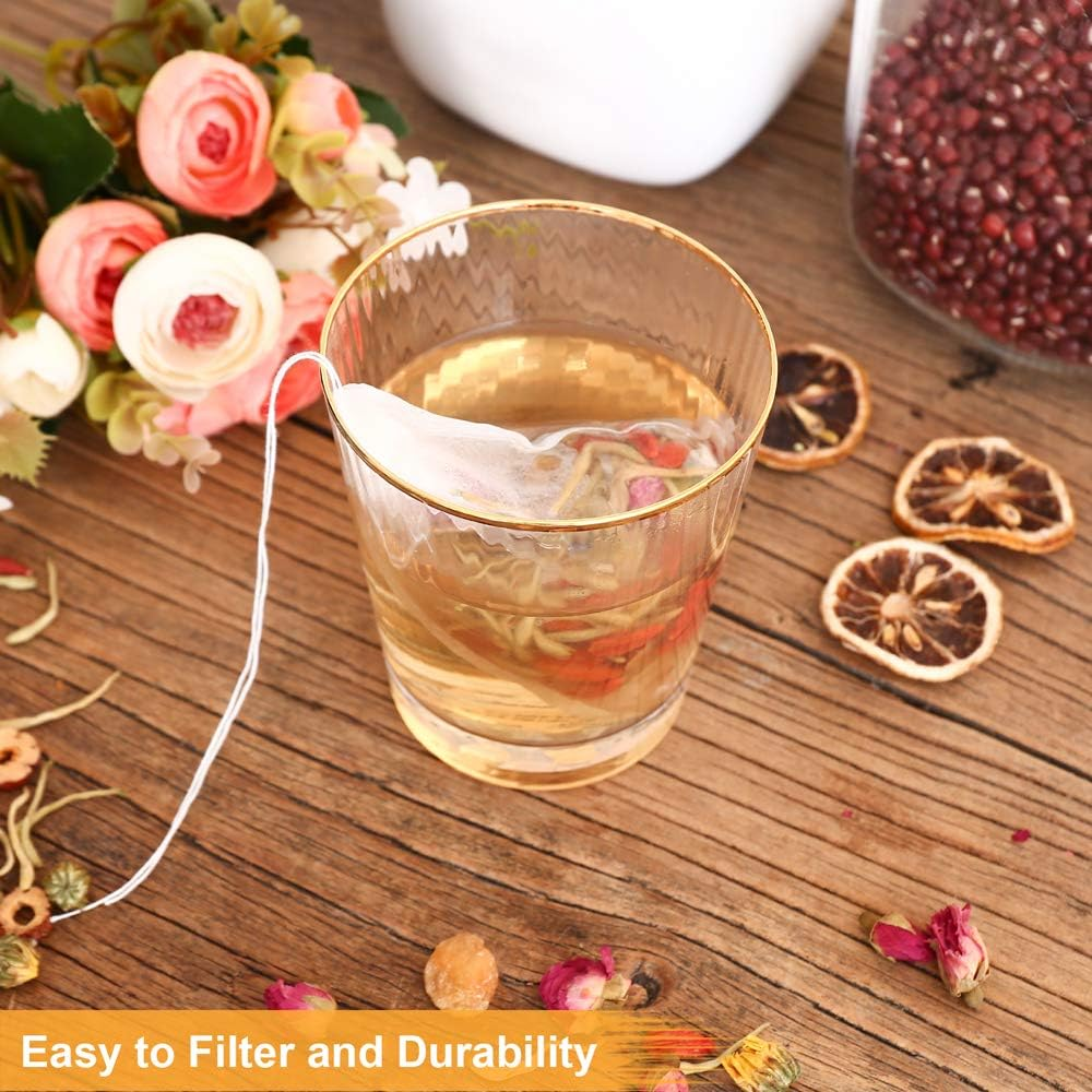 Betybedy Tea Filter Bags Disposable Tea Infuser Safe & Natural Material 1-Cup Capacity Drawstring Empty Bag for Loose Leaf Tea Set of 100（3.15 X 3.94 Inch） image number 3