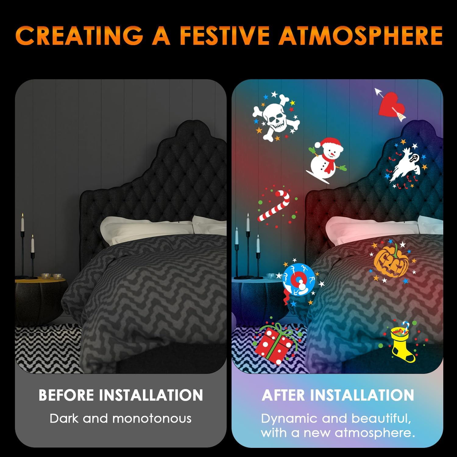 WOTOW 360&deg;Adjustable LED Light Projector for Halloween Christmas Decorations Indoor Outdoor Party Garden Home Bedroom