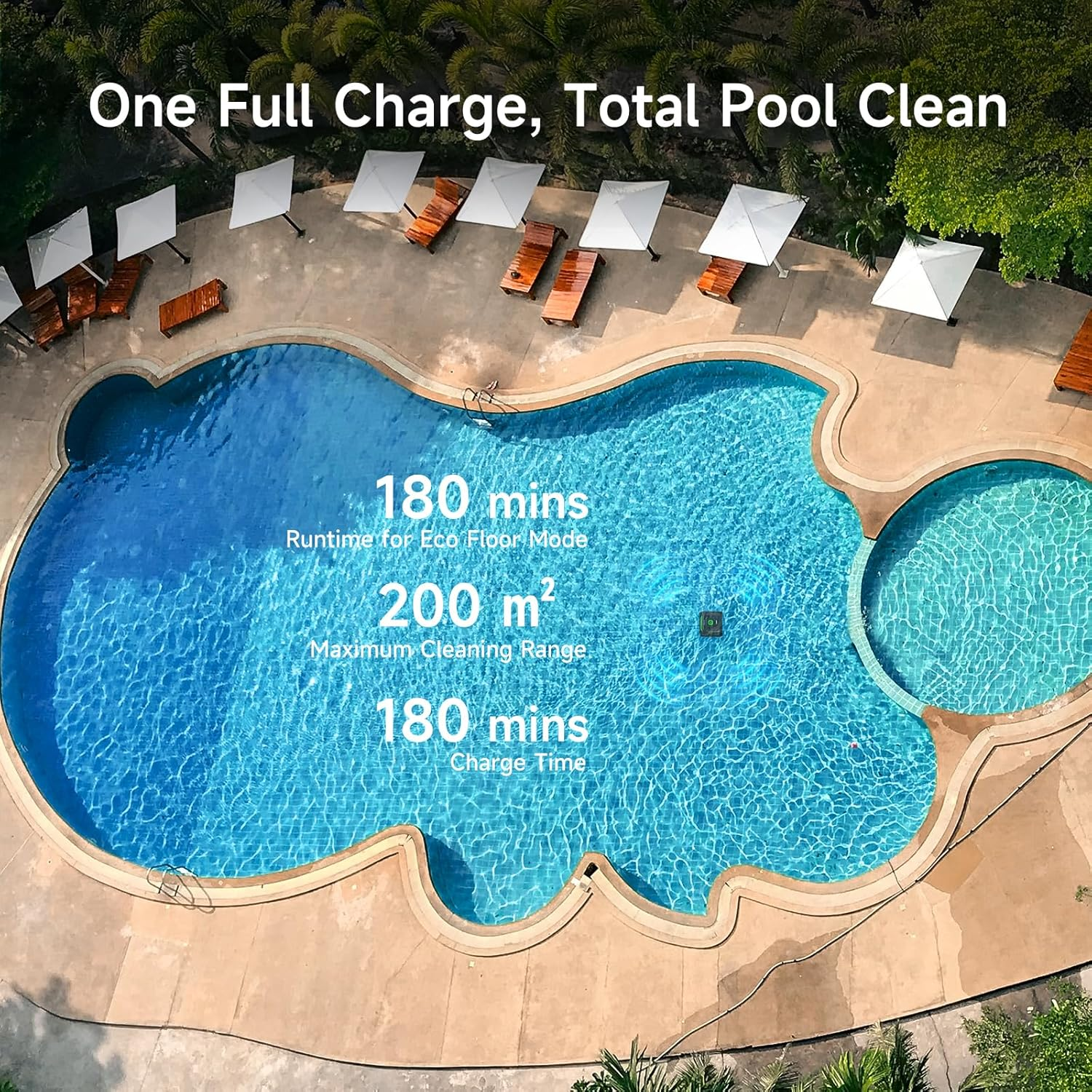 WYBOT C2 Pool Cleaner Robot with App Control, Wall & Waterline Cleaning, Double Filters, Smart Navigation, Ideal for Inground Pools up to 200㎡ (Fluorescent Green & Black) image number 3