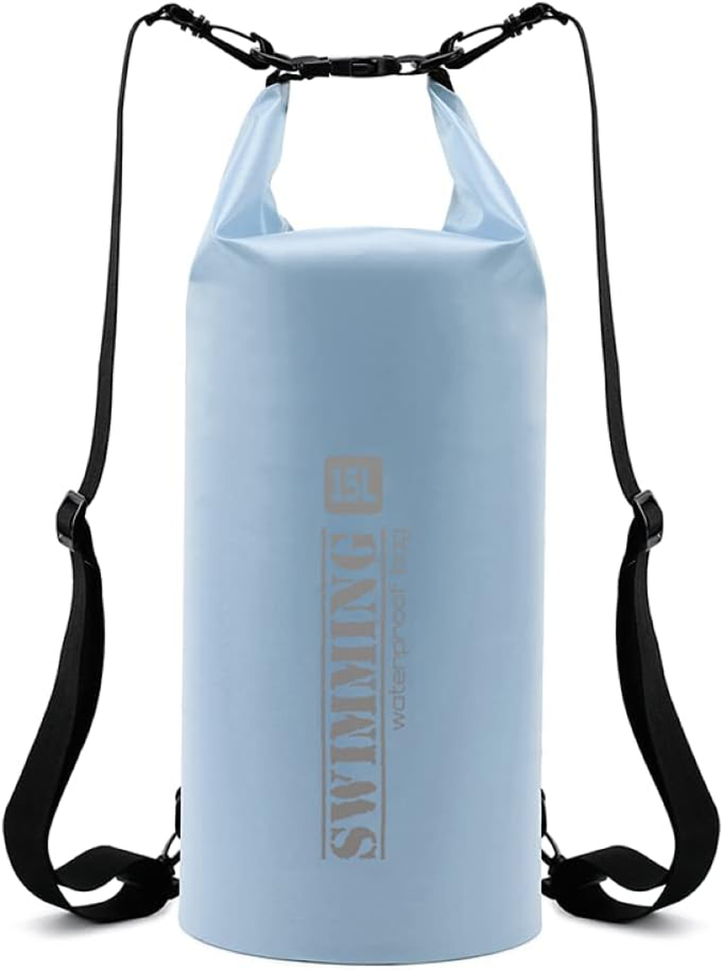 Floating Backpack Waterproof Bag 15L for Kayaking Fishing Swimming Boating Beach Hiking Camping Water Sports Outdoor Activities Light Blue and from Paton Travel. image number 6