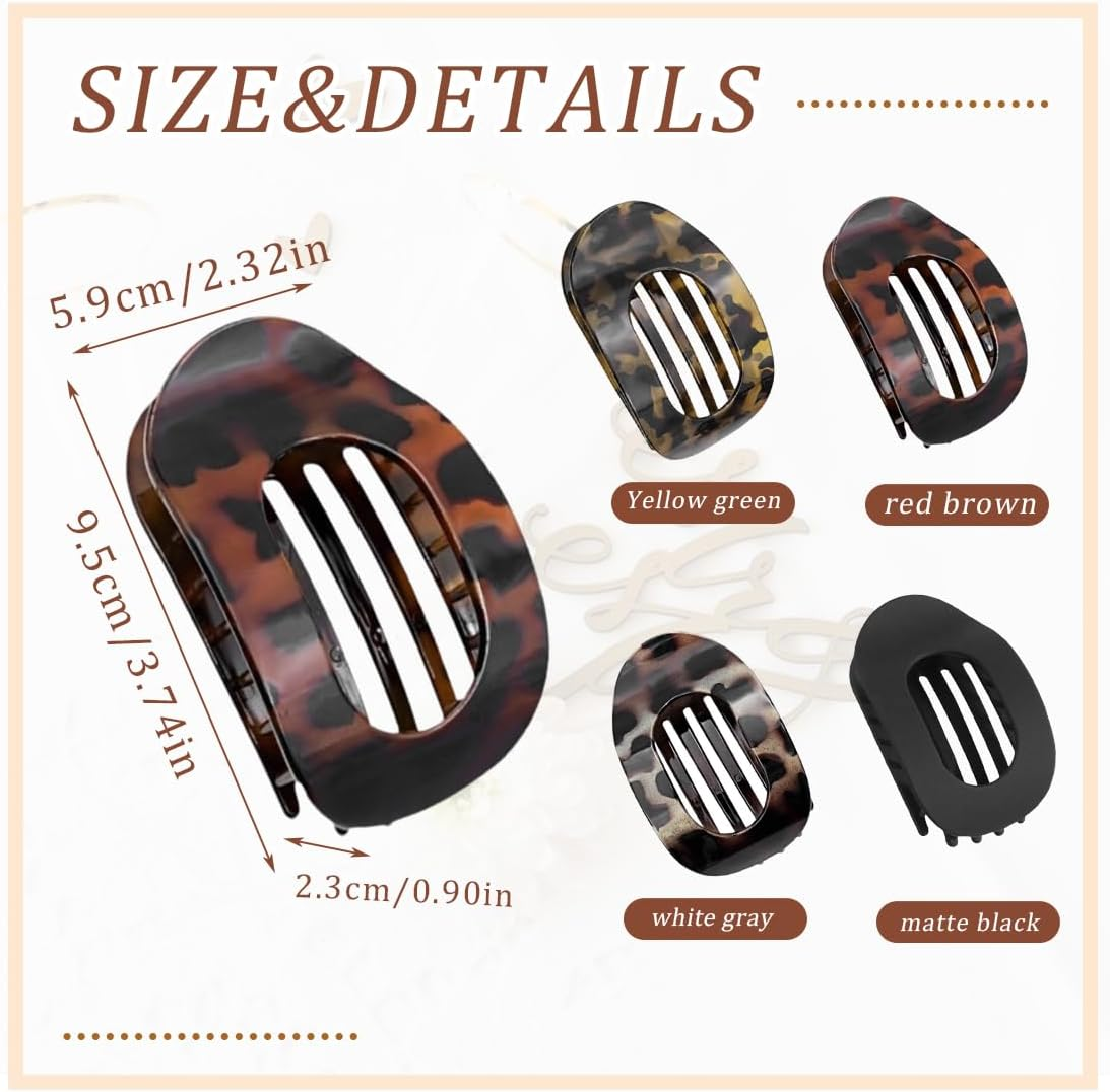 IKOPFLN Pack of 4 Volume Hair Clips, Flat Claw Clip, Hair Clips, Women'S Thin Hair, Hair Clips, Women'S Hair Accessories, Women'S image number 3