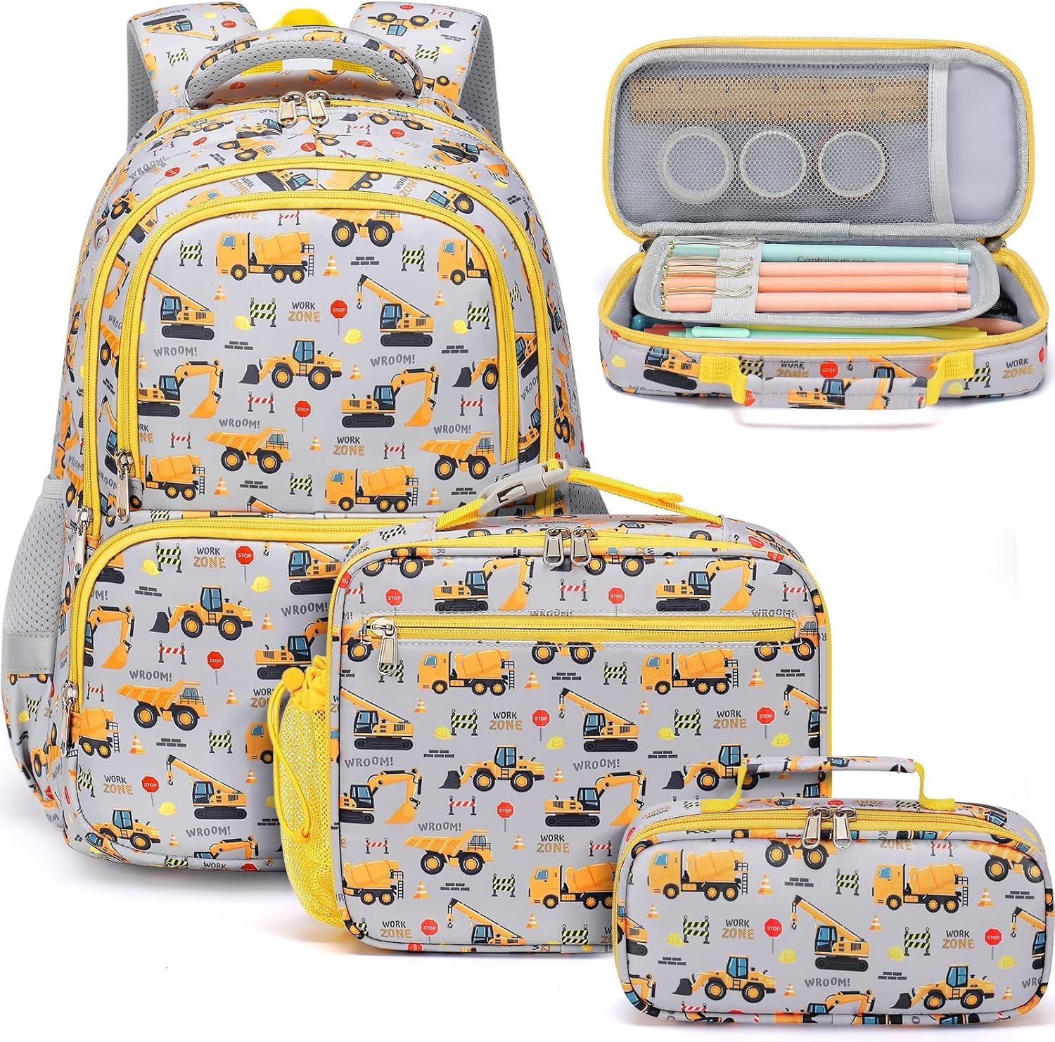 Fimibuke Kids Backpack for School Boys Girls - 3PCS Waterproof Toddler School Bag with Lunch Box & Pencil Case for Ages 3-12
