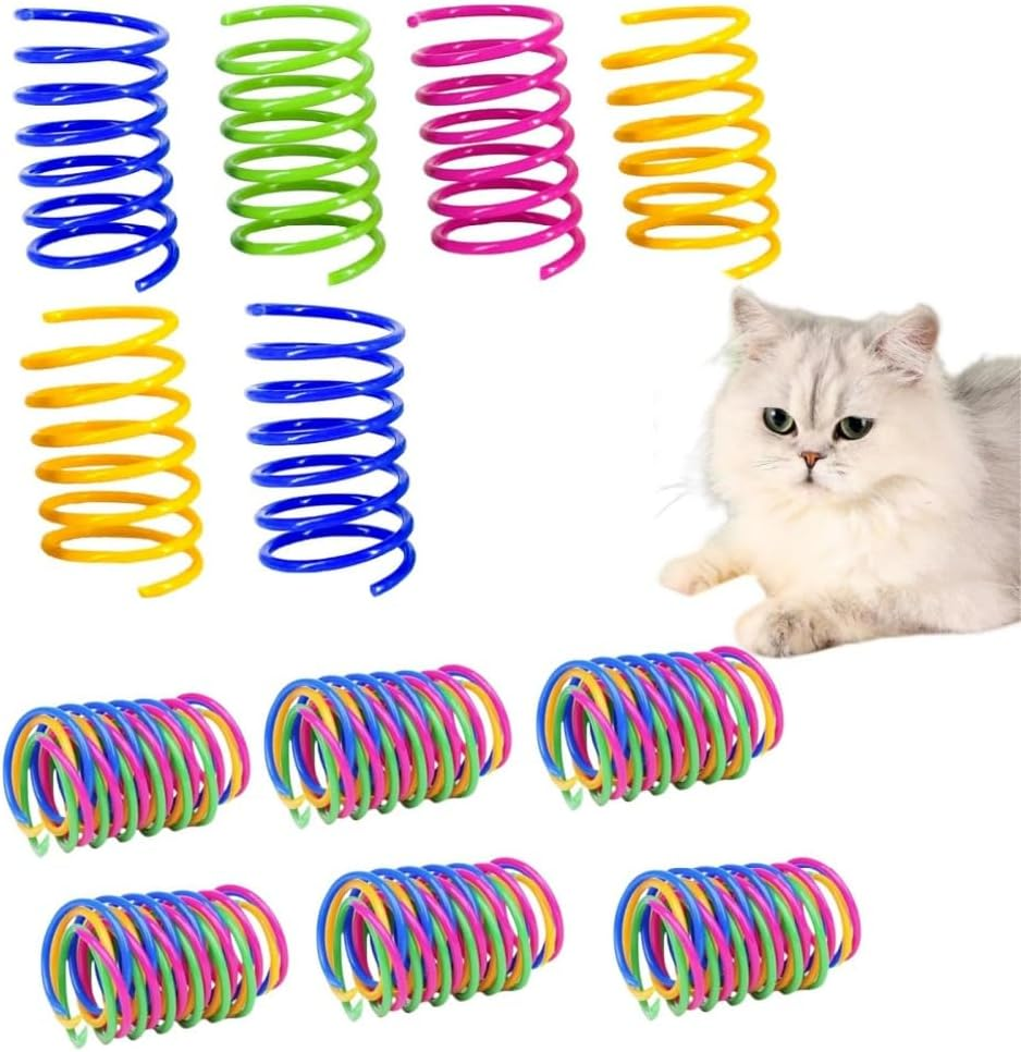 Cat Spiral Spring Toy, 100Pcs Cat Creative Toy to Kill Time and Keep Fit Interactive,Kittens Toys Plastic Coil Spiral Springs for Swatting, Active Healthy Play (Random Color) image number 5