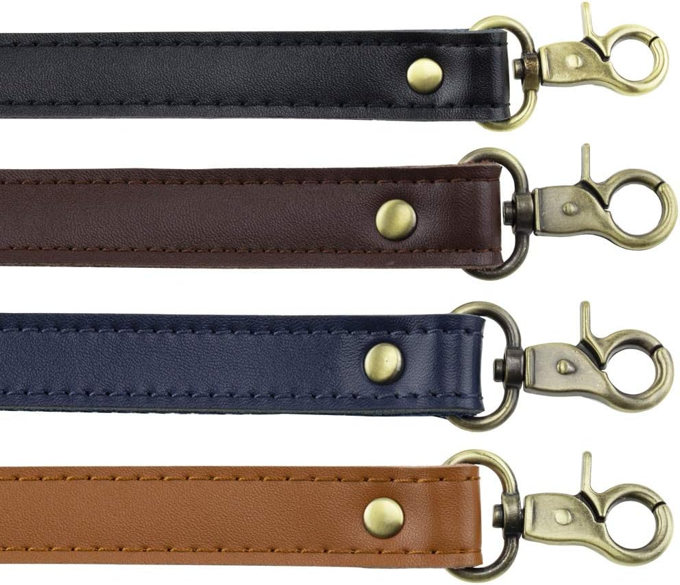 A ALLZEDREAM Genuine Leather Purse Strap Sewing Canvas Replacement Handbag Shoulder Bag 2 Pcs, Black, Medium, Antique - Black image number 5