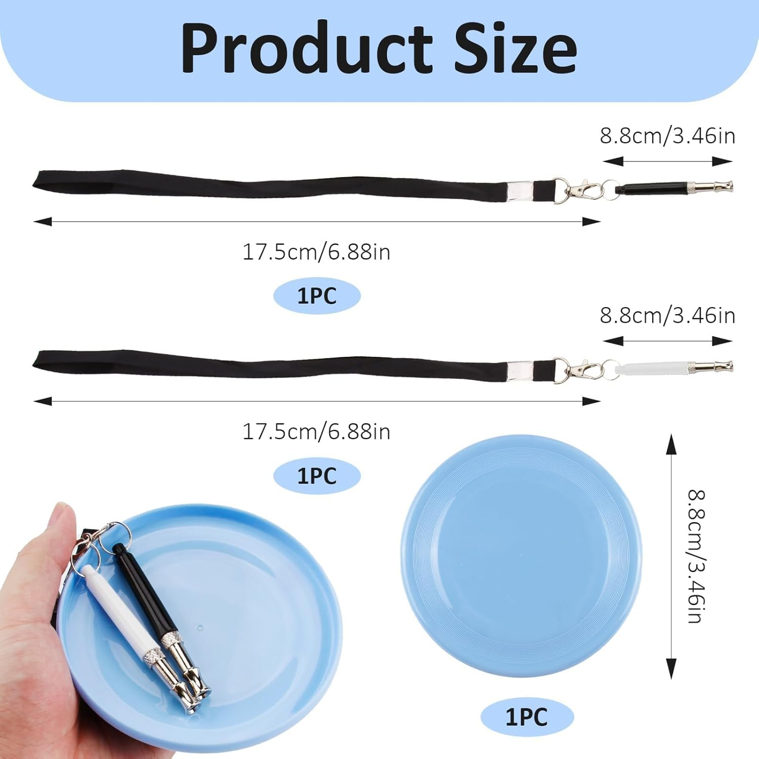 3 Pcs Dog Whistle Frisbee, Adjustable Ultrasonic Silent Dog Whistles to Stop Barking Neighbors Dog Flying Disc Puppy Flyer Toy React Faster Training Interactive Toys for Small Medium Dog (Blue) image number 4