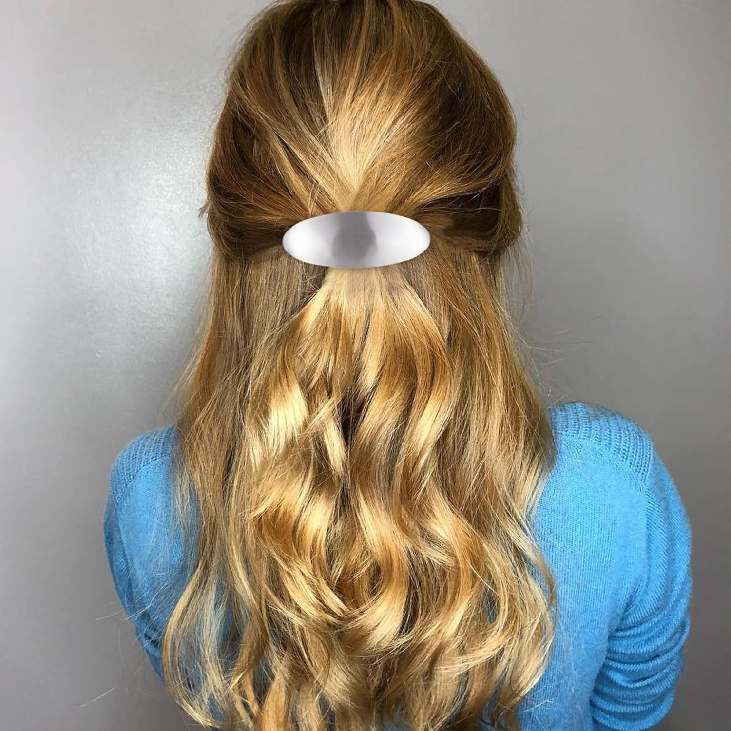 3Inch Oval Hair Barrette Vintage Metal Large Hair Clip Silver French Wedding Prom Formal Hair Accessories for Women Girls Long Thick Hair image number 4