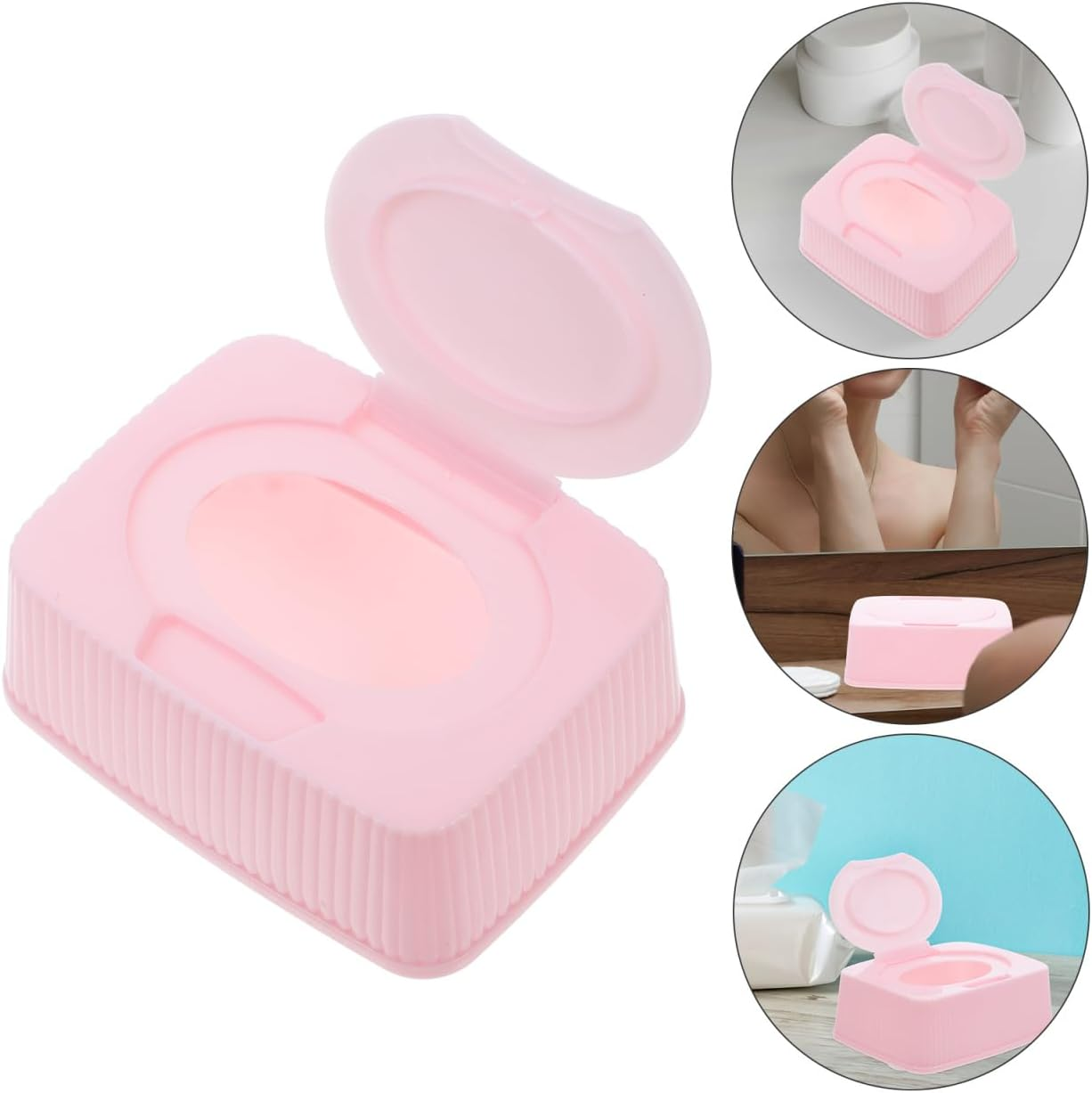 Wipes Container with Flip Lid Dustproof Wet Tissue Storage Case Portable Refillable Wipes Holder for Nursery Bathroom and Travel