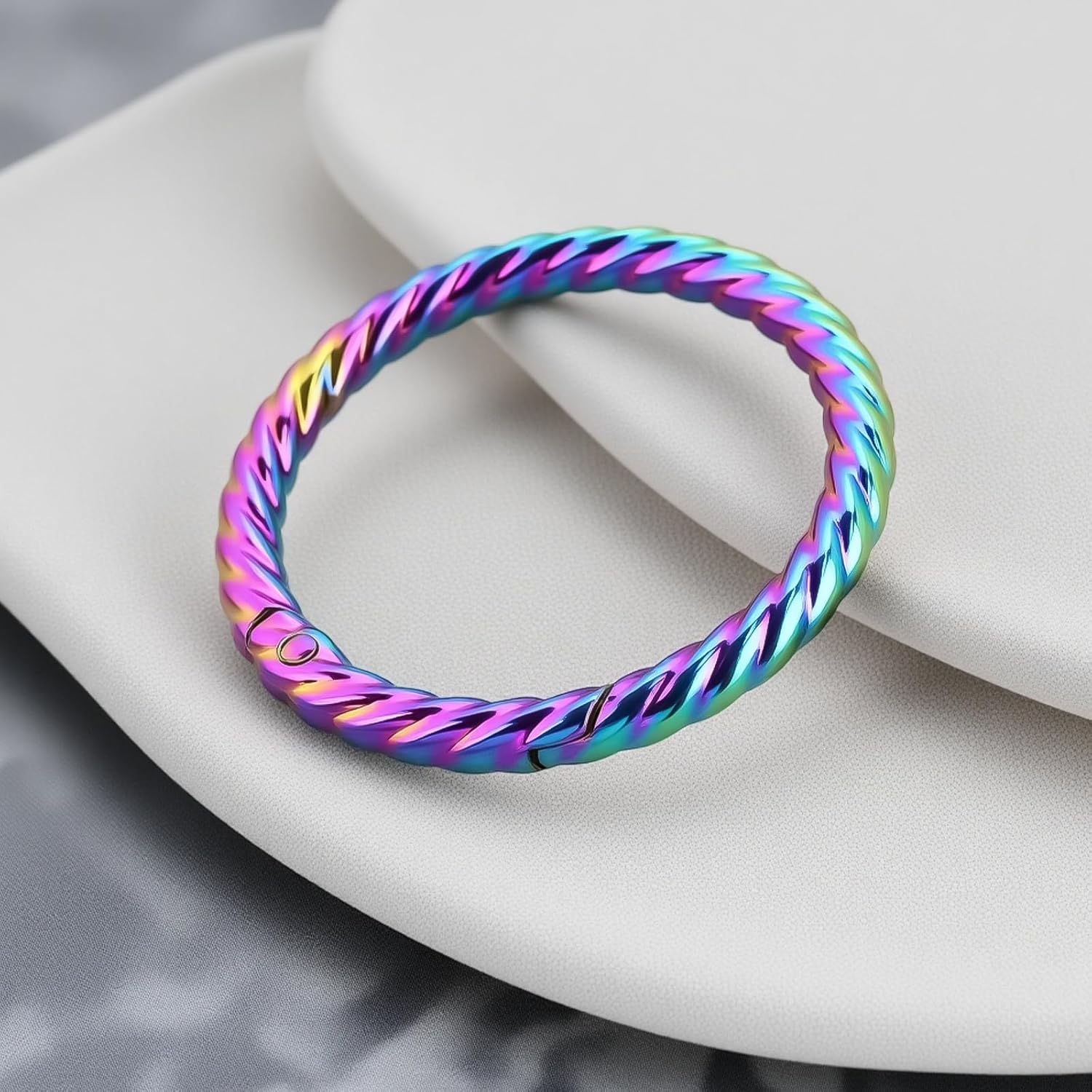 Briny River 4PCS Rainbow O Ring Hook Spring Opening Snap Clip 1 1/2 Inch Inner Diameter 38Mm Outer Diameter 48Mm Zinc Alloy Keychain image number 1