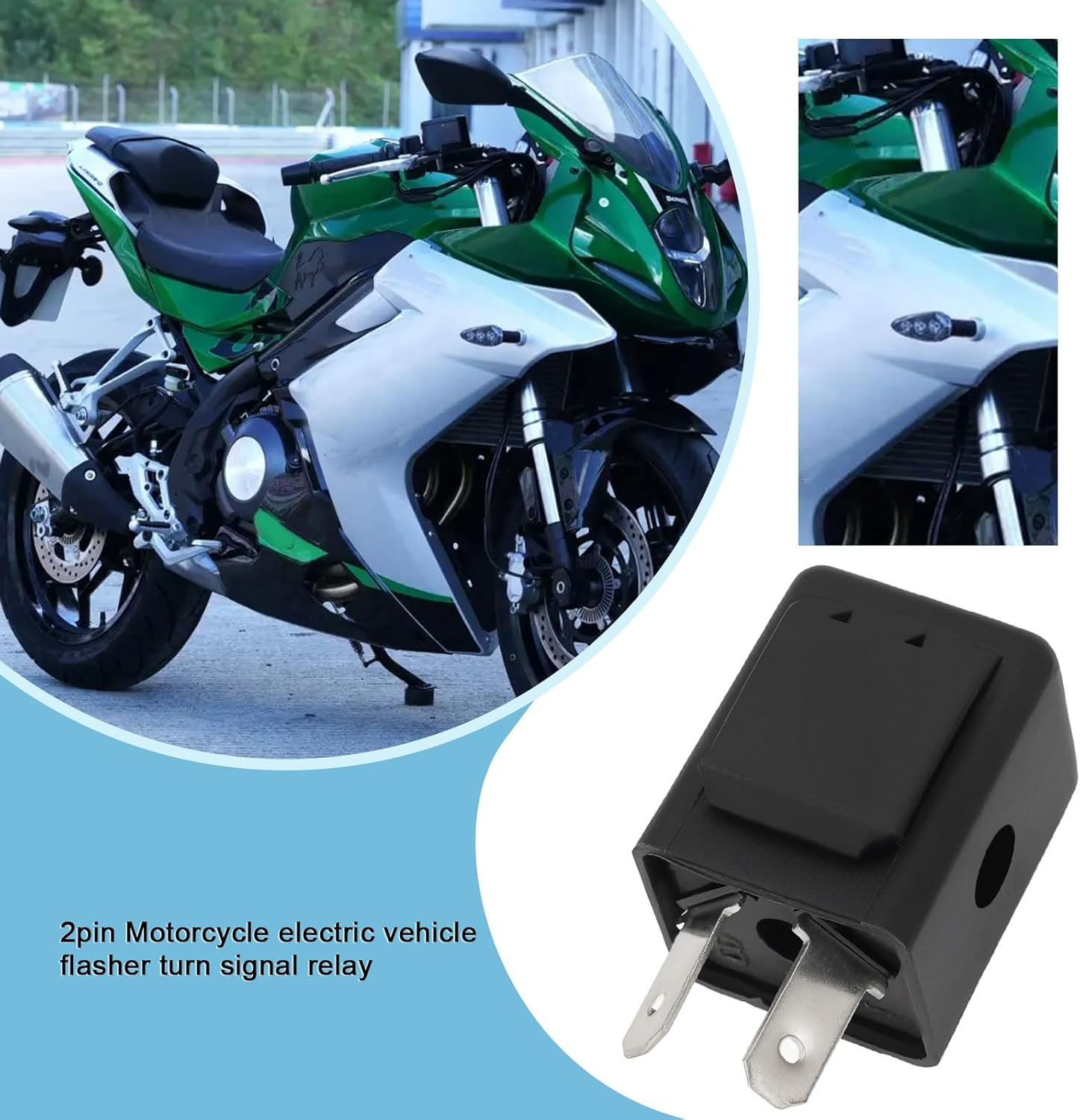 Emsea 2Pcs 12V Flasher Relay 2 Pin Motorcycle Flasher Relay Led Indicator Relay Audible Beeping Turn Signal Relay for Motorcycle, 0.1-150W Load Capacity image number 2