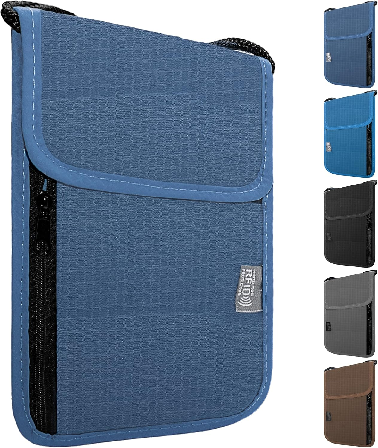 Maiiu Travel Neck Wallet with RFID Blocking &ndash; Passport Holder Organizer Neck Pouch &ndash; Portable Easy to Conceal Travel Pouch, Black, Rfid Blocking