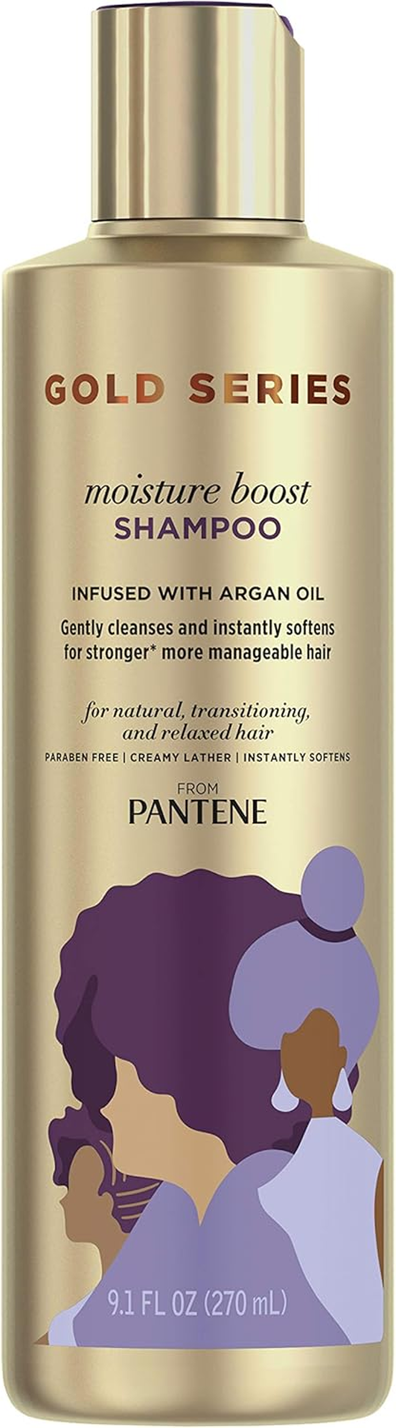 Pantene Gold Series Argan Oil from Prov for Natural and Curly Textured Hair, Sulfate Free Shampoo, 252Ml