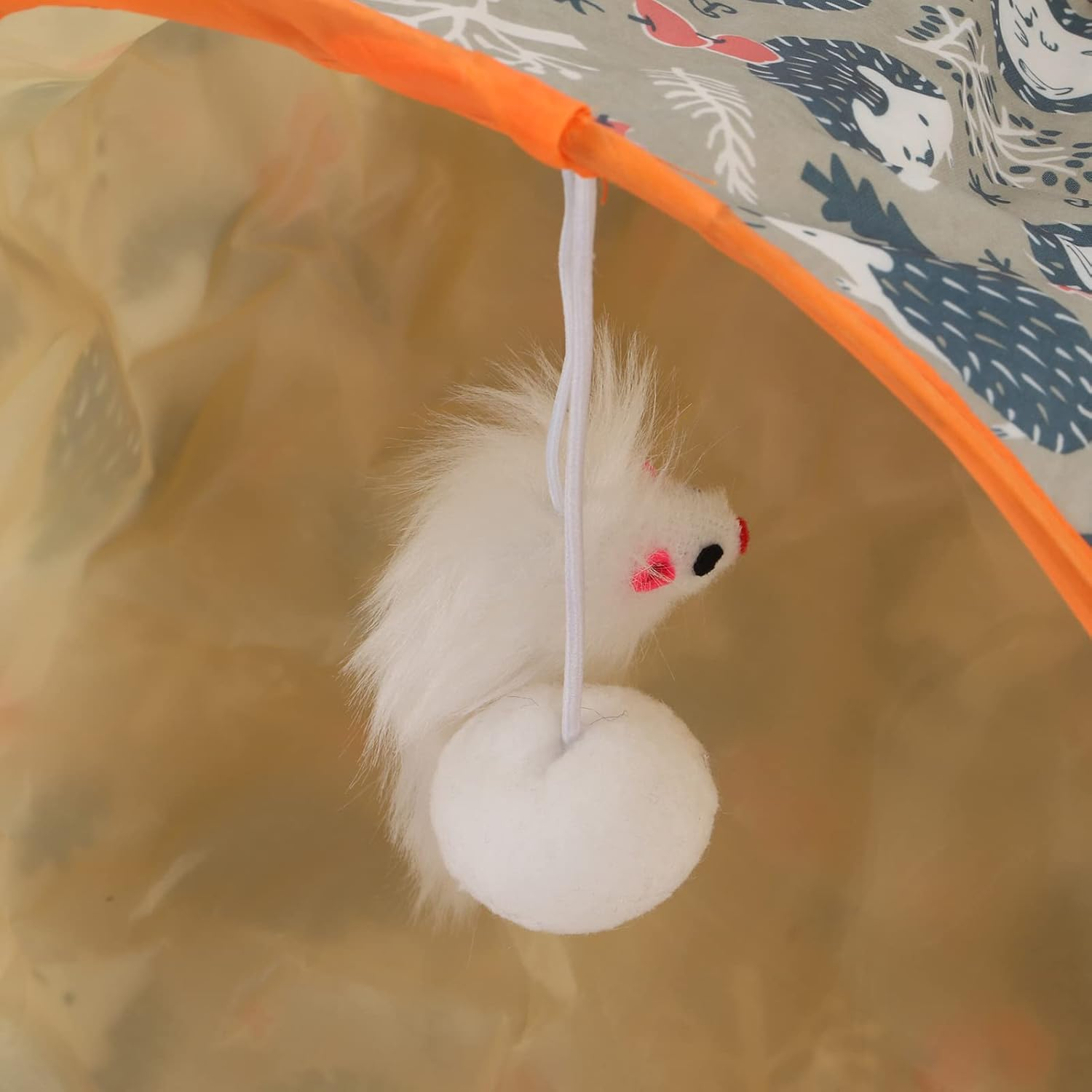 EVTSCAN Cat Tunnel Toy Collapsible 3 Layers Paper Ring Pet Tunnel with Plush Ball and Folding Plush Mouse for Pets(Blue) image number 3