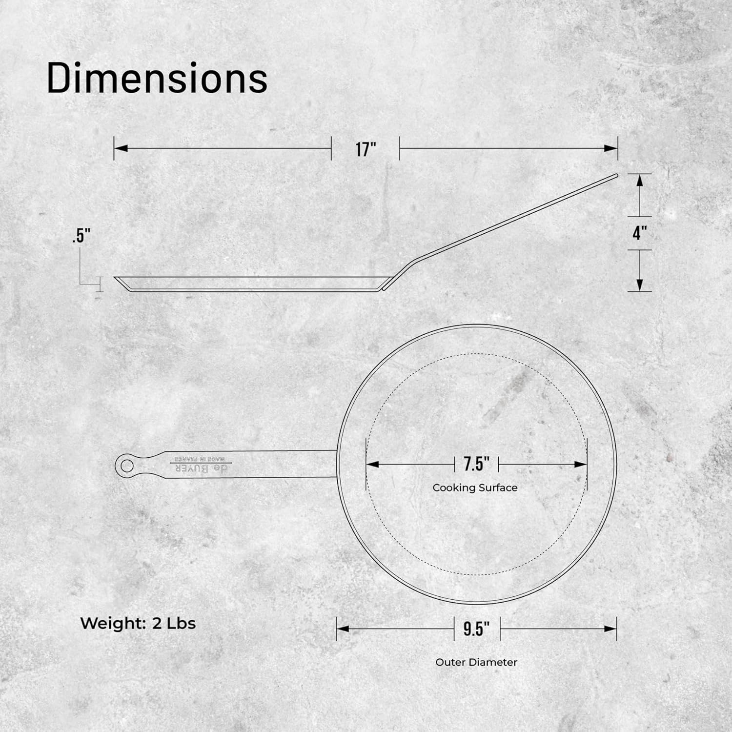 De Buyer Force Blue Induction Crepe Pan, 240 Mm Diameter X 20 Mm Height image number 2